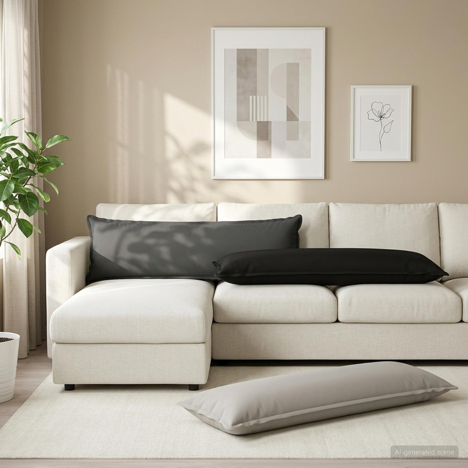 vidaXL Калъфка за възглавница 2 бр. HOUTEN Черно 40 x 145 см Полиестер
