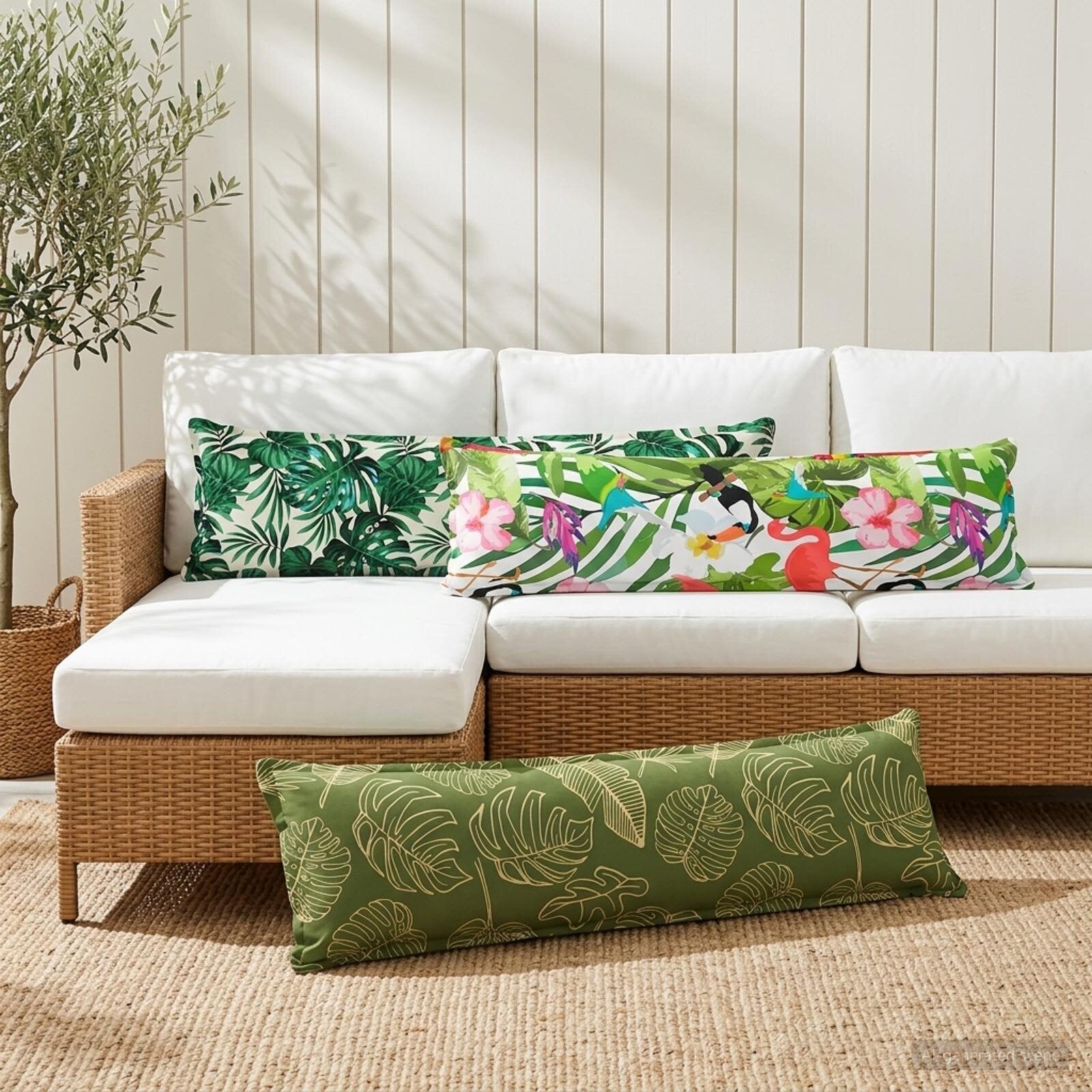 vidaXL Калъфка за възглавница 2 бр. HOUTEN Мотив с листа 40 x 145 см