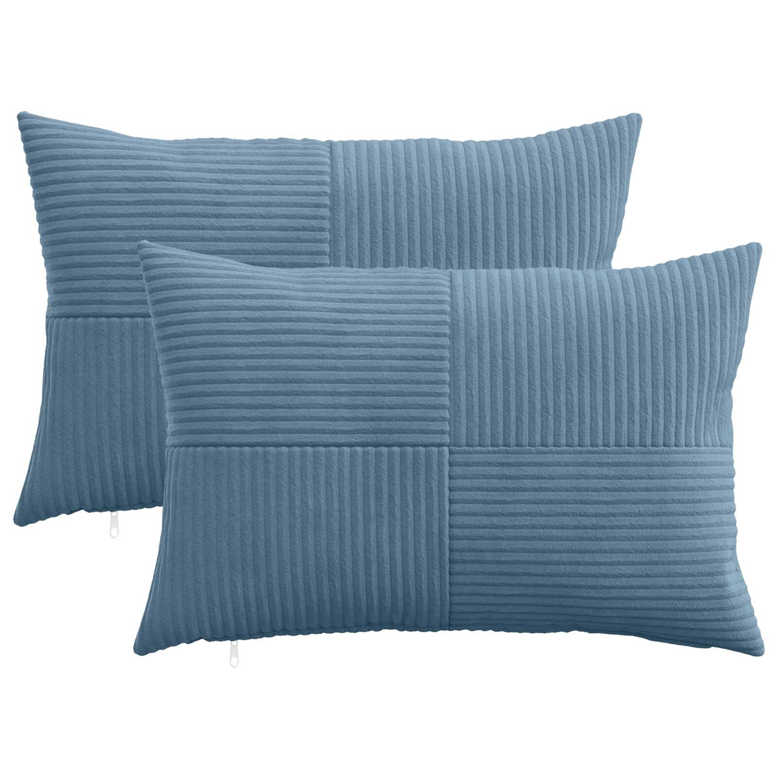 vidaXL Калъфка за възглавница 2 pcs ALMELO Синьо 50 x 70 cm кордурой