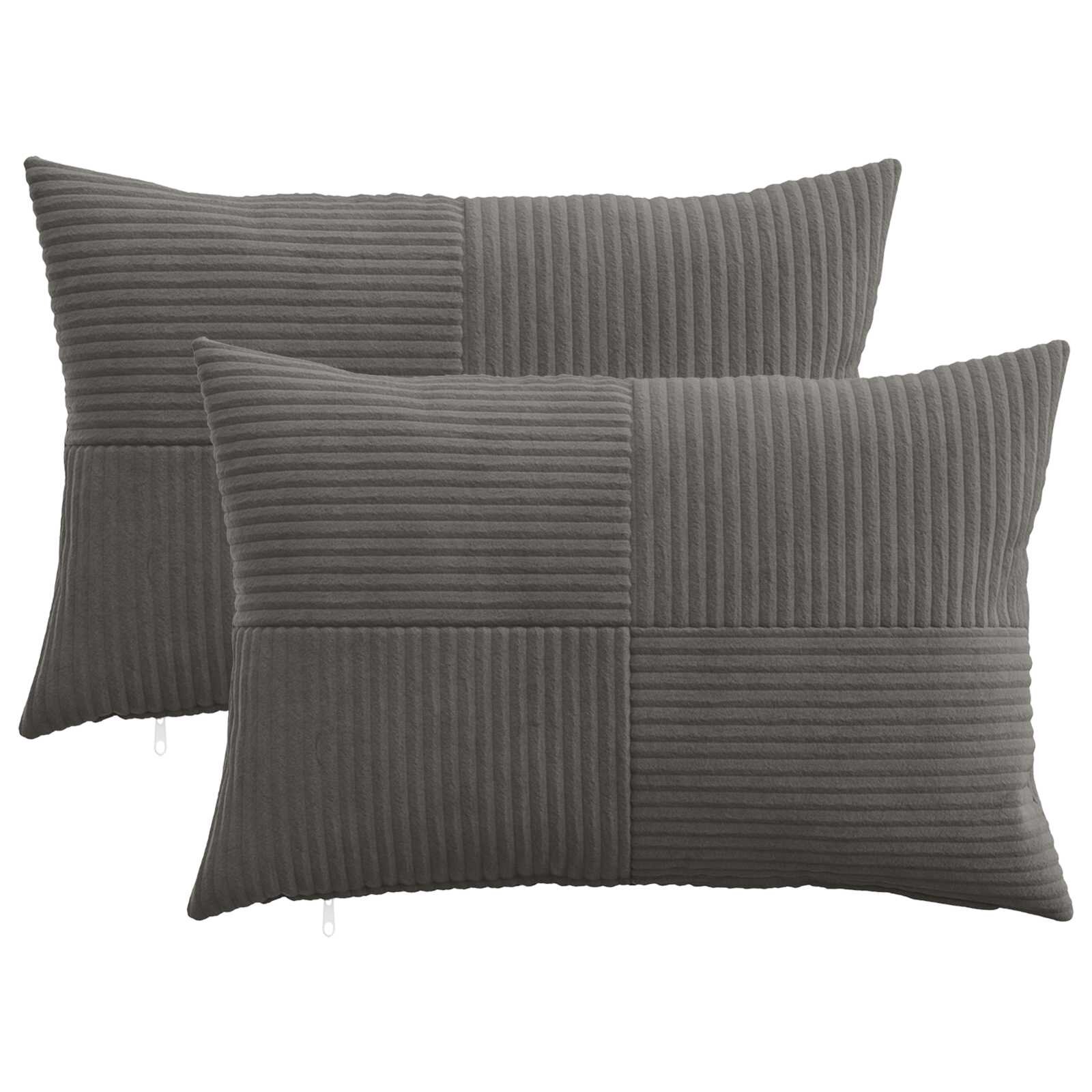 vidaXL Калъфка за възглавница 2 pcs ALMELO Тъмносиво 30 x 50 cm