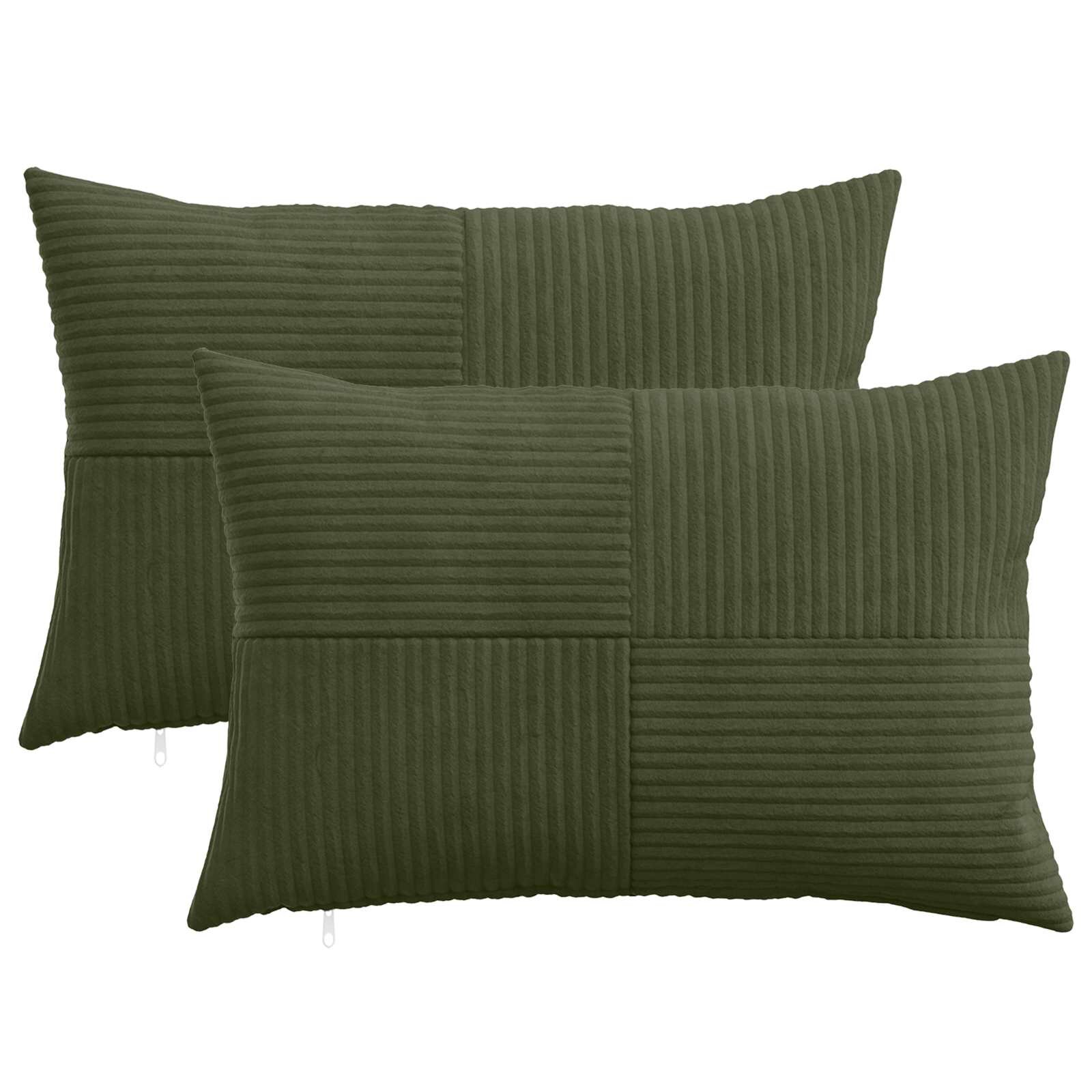 vidaXL Калъфка за възглавница 2 pcs ALMELO Зелено 30 x 50 cm кордурой