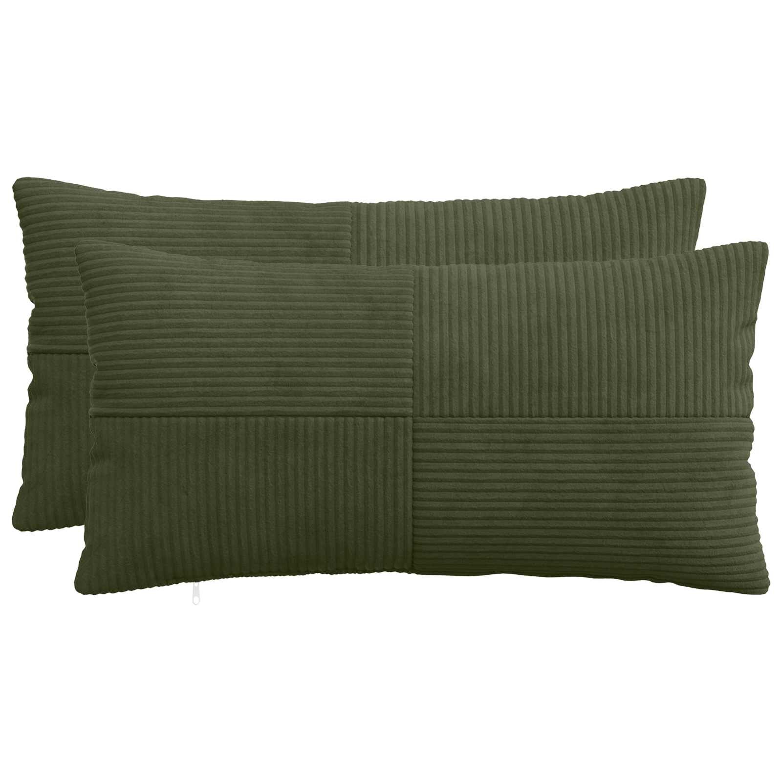 vidaXL Калъфка за възглавница 2 pcs ALMELO Зелено 40 x 70 cm кордурой