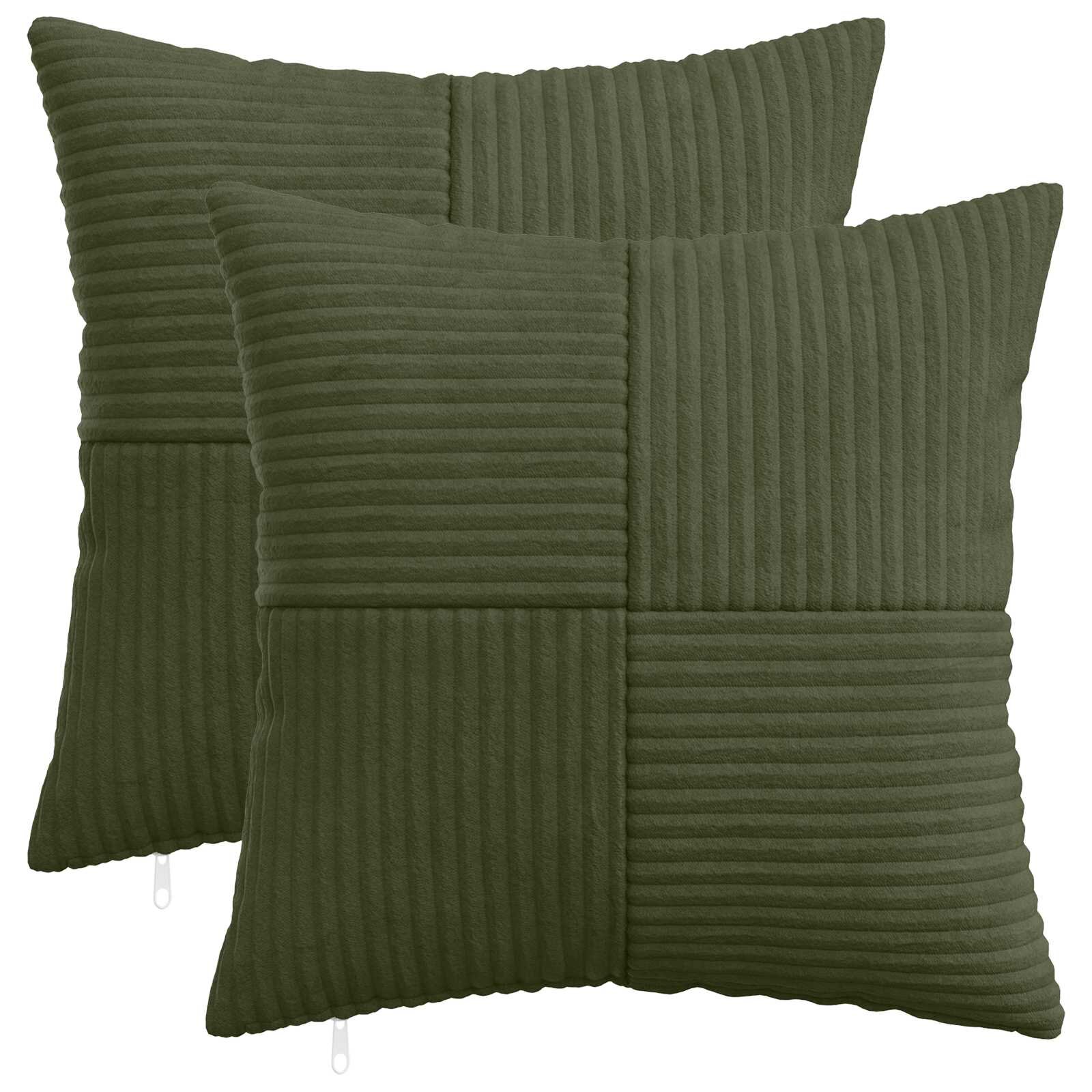 vidaXL Калъфка за възглавница 2 pcs ALMELO Зелено 50 x 50 cm кордурой