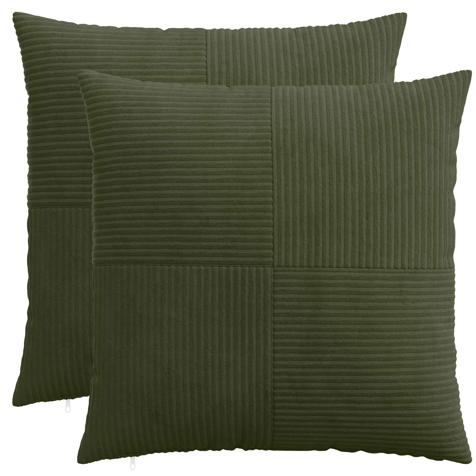 vidaXL Калъфка за възглавница 2 pcs ALMELO Зелено 80 x 80 cm кордурой
