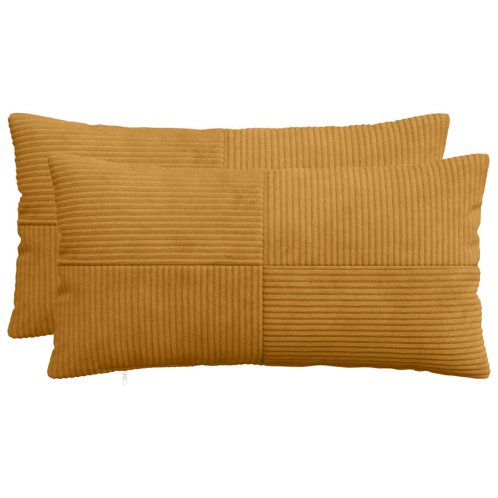 vidaXL Калъфка за възглавница 2 pcs ALMELO Жълто 40 x 80 cm кордурой