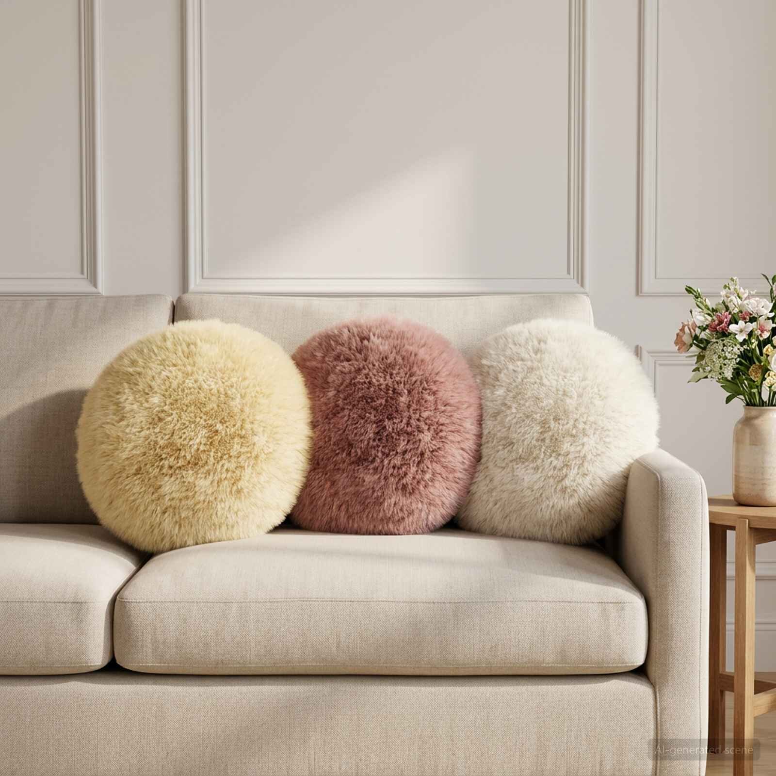 vidaXL Калъфка за възглавница 2 pcs HEERLEN Бяло Ø 40 cm ПВ флийс