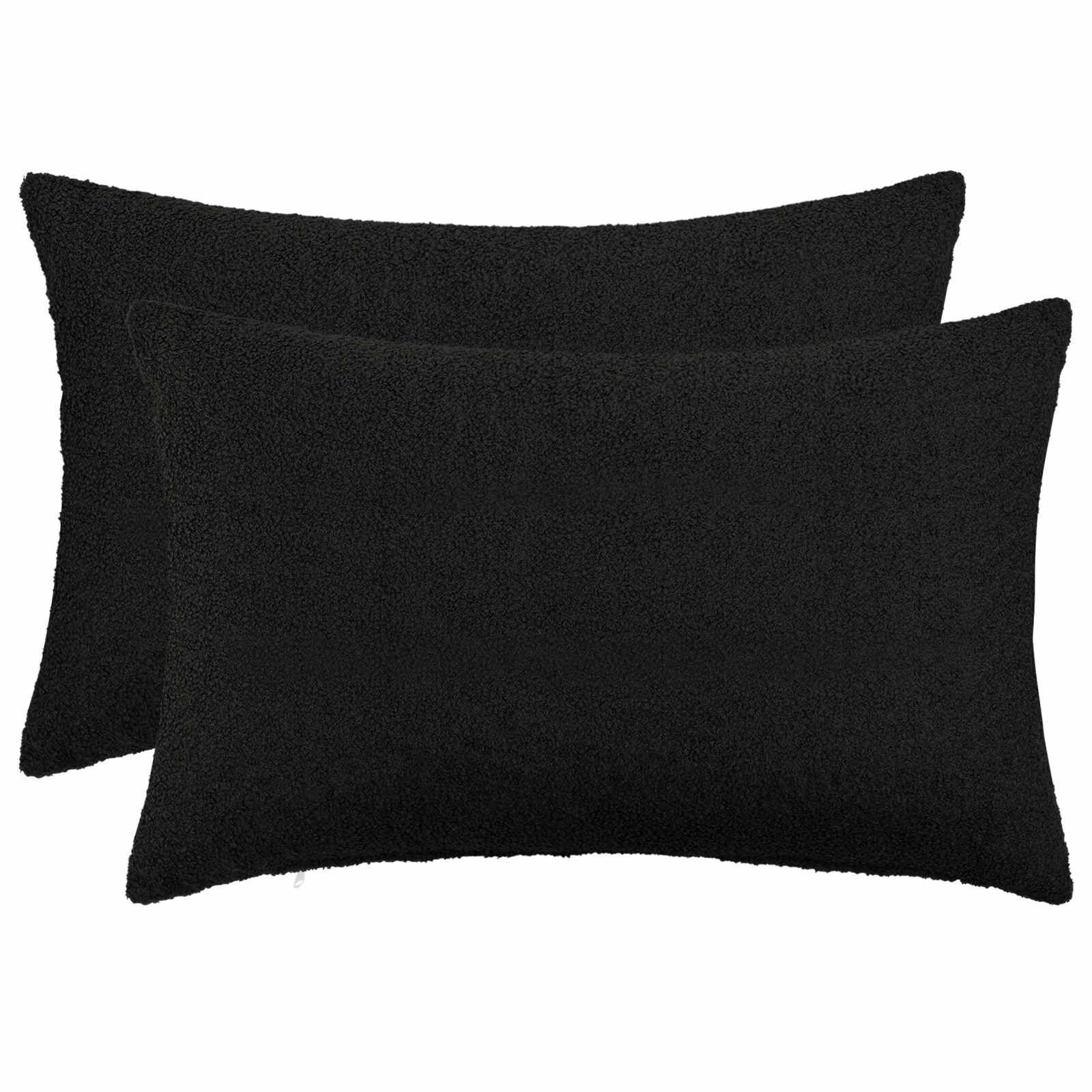 vidaXL Калъфка за възглавница 2 pcs HEERLEN Черно 50 x 70 cm Букле