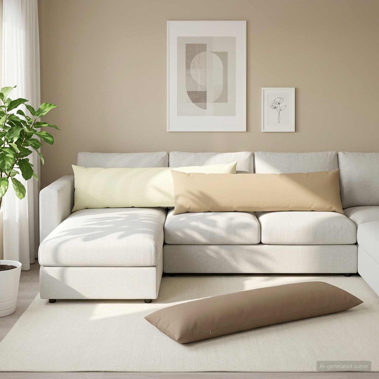 vidaXL Калъфка за възглавница 2 pcs HEERLEN Кремаво 40 x 145 см