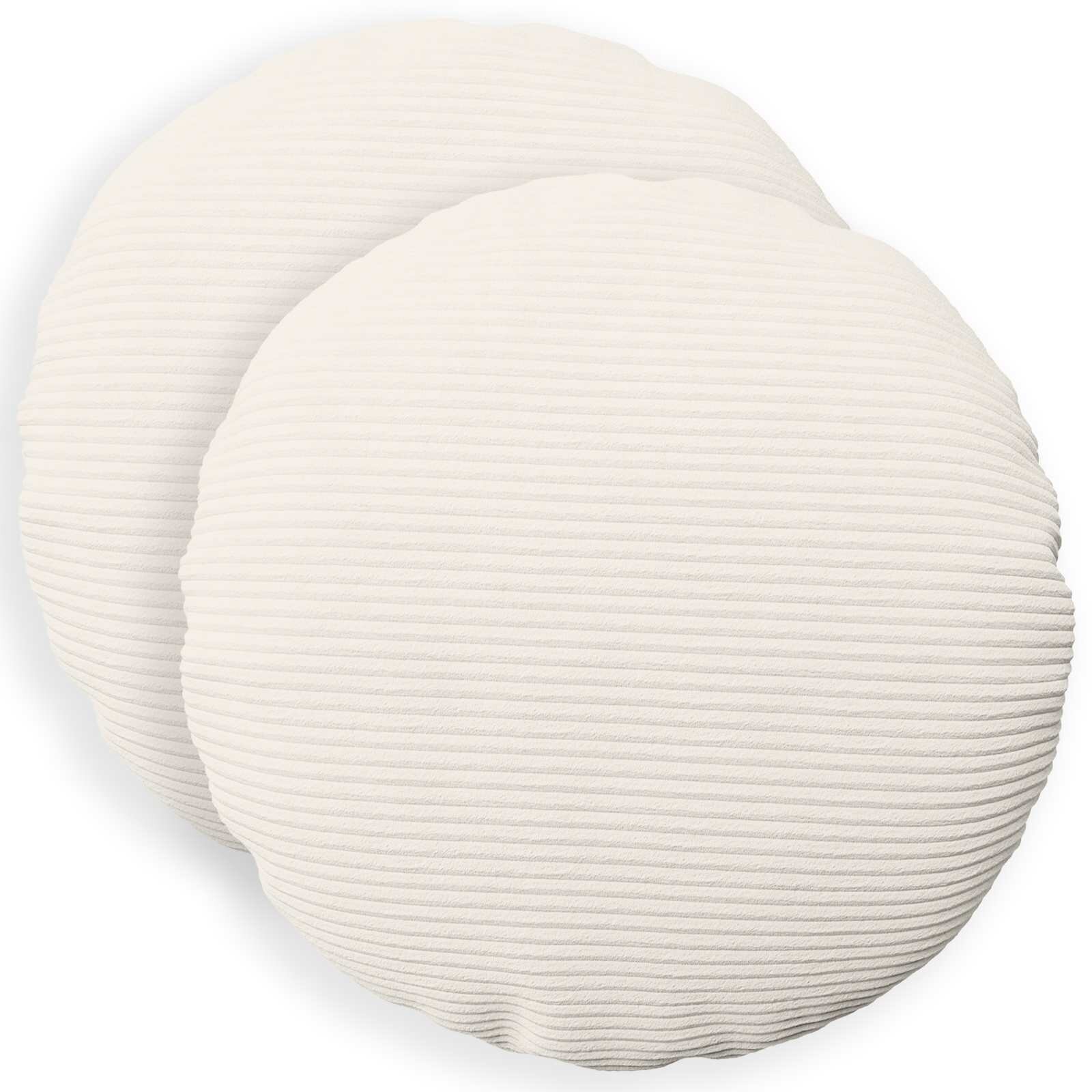 vidaXL Калъфка за възглавница 2 pcs HEERLEN Кремаво Ø 40 cm кордурой