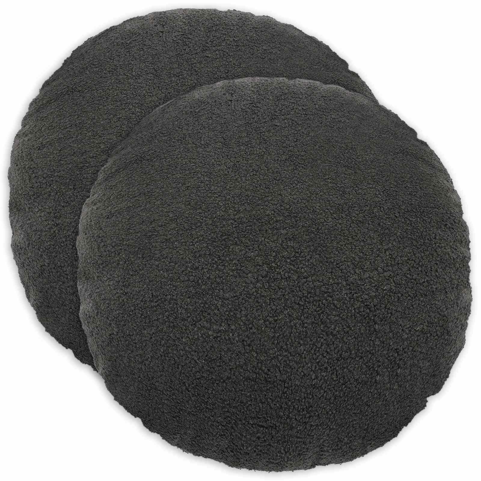 vidaXL Калъфка за възглавница 2 pcs HEERLEN Тъмносиво Ø 40 cm Букле