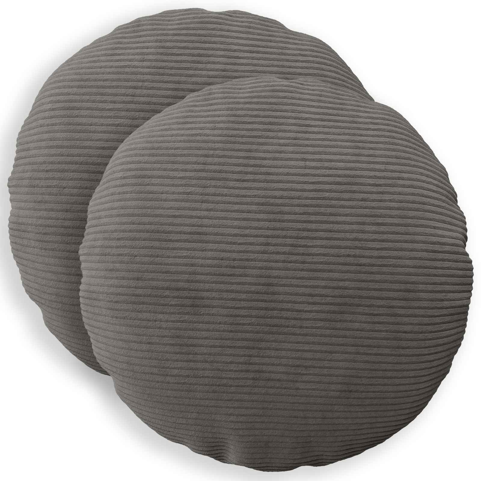 vidaXL Калъфка за възглавница 2 pcs HEERLEN Тъмносиво Ø 60 cm кордурой
