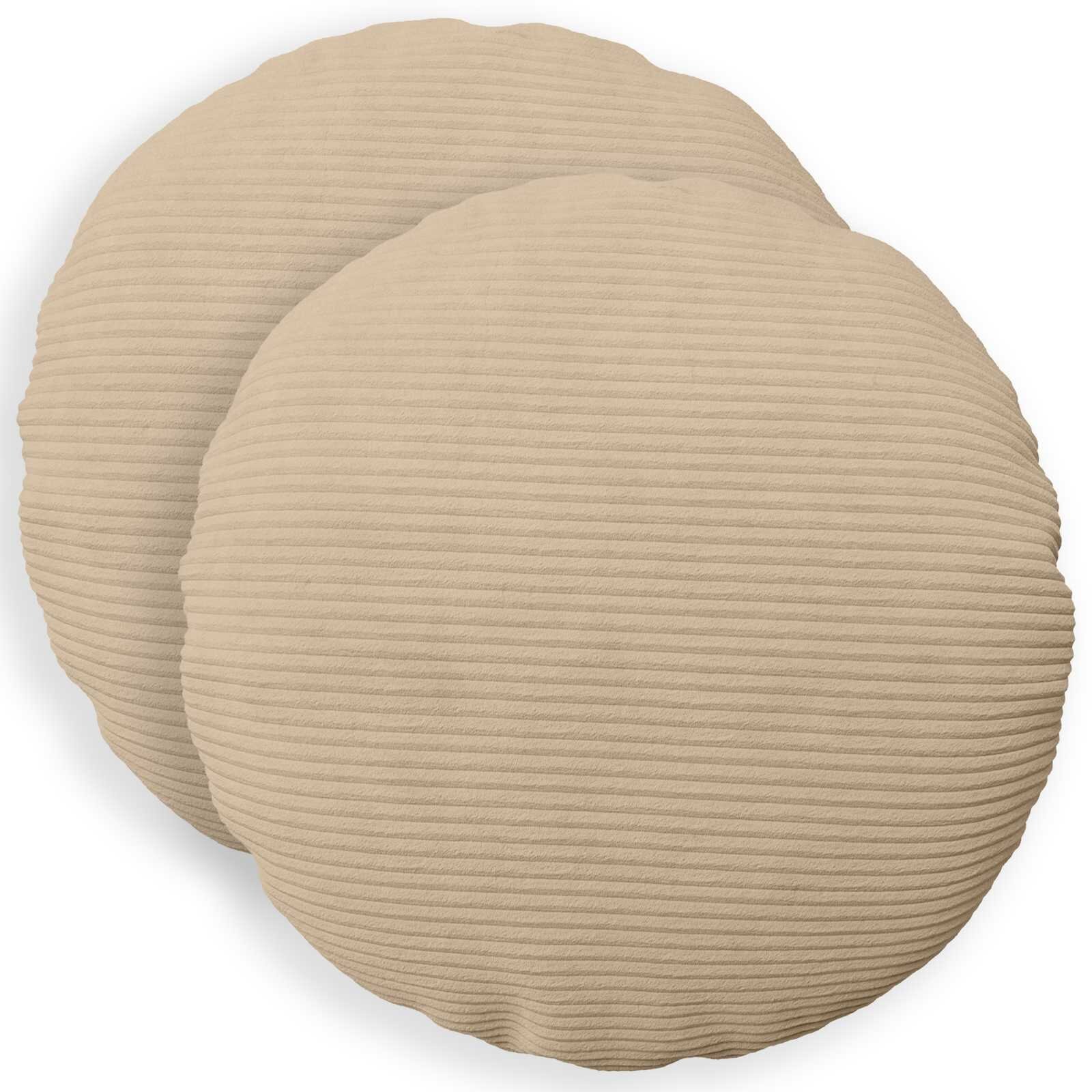 vidaXL Калъфка за възглавница 2 pcs HEERLEN Таупе Ø 60 cm кордурой