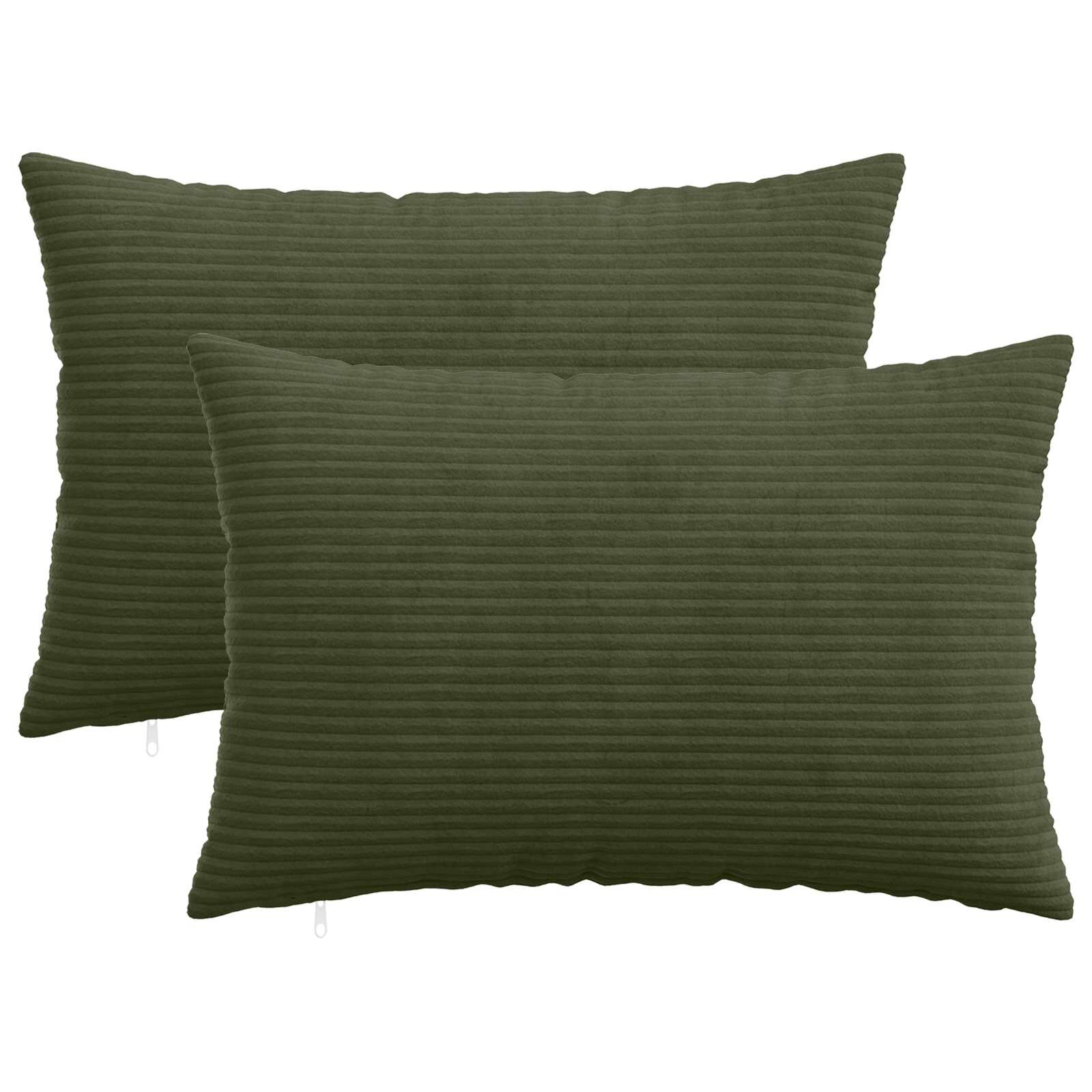 vidaXL Калъфка за възглавница 2 pcs HEERLEN Зелено 50 x 80 cm кордурой