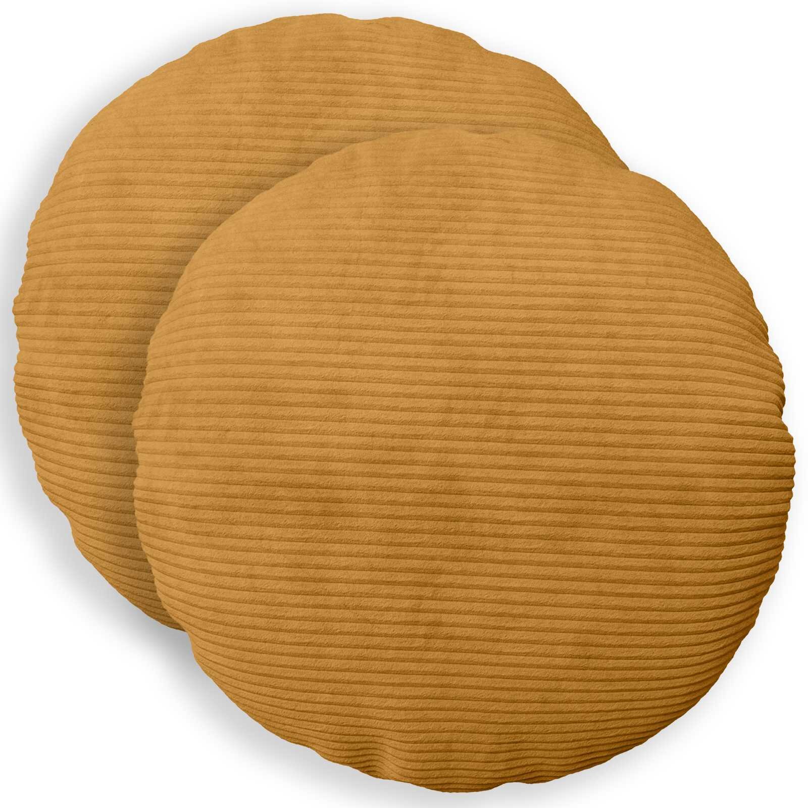vidaXL Калъфка за възглавница 2 pcs HEERLEN Жълто Ø 40 cm кордурой