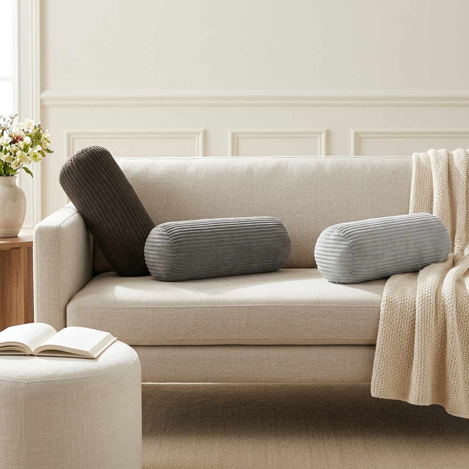 vidaXL Калъфка за възглавница 6 бр. HEERLEN Тъмносиво Диам. 15 x 40 см