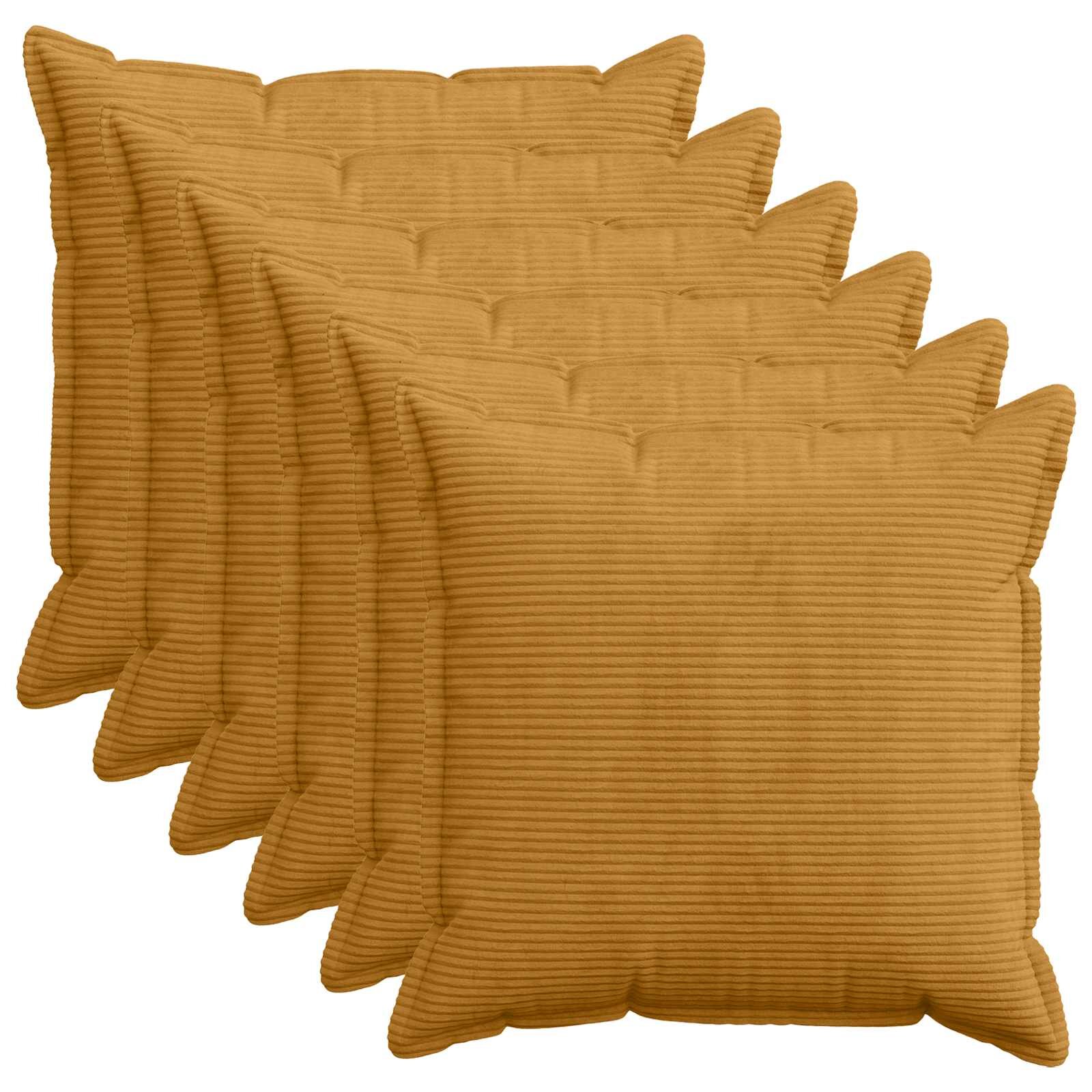 vidaXL Калъфка за възглавница 6 бр. HOUTEN Жълто 60 x 60 cm кордурой