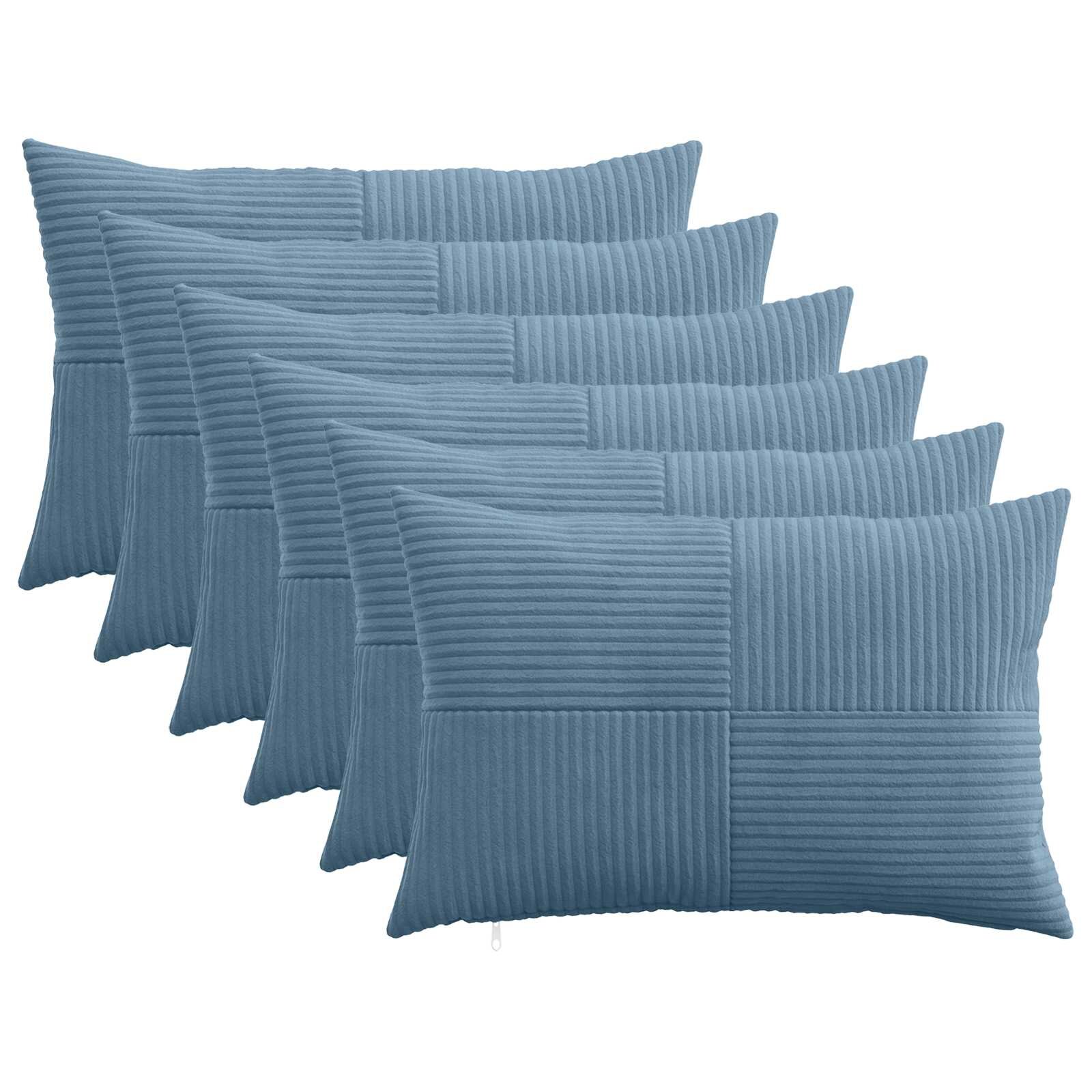 vidaXL Калъфка за възглавница 6 pcs ALMELO Синьо 30 x 50 cm кордурой