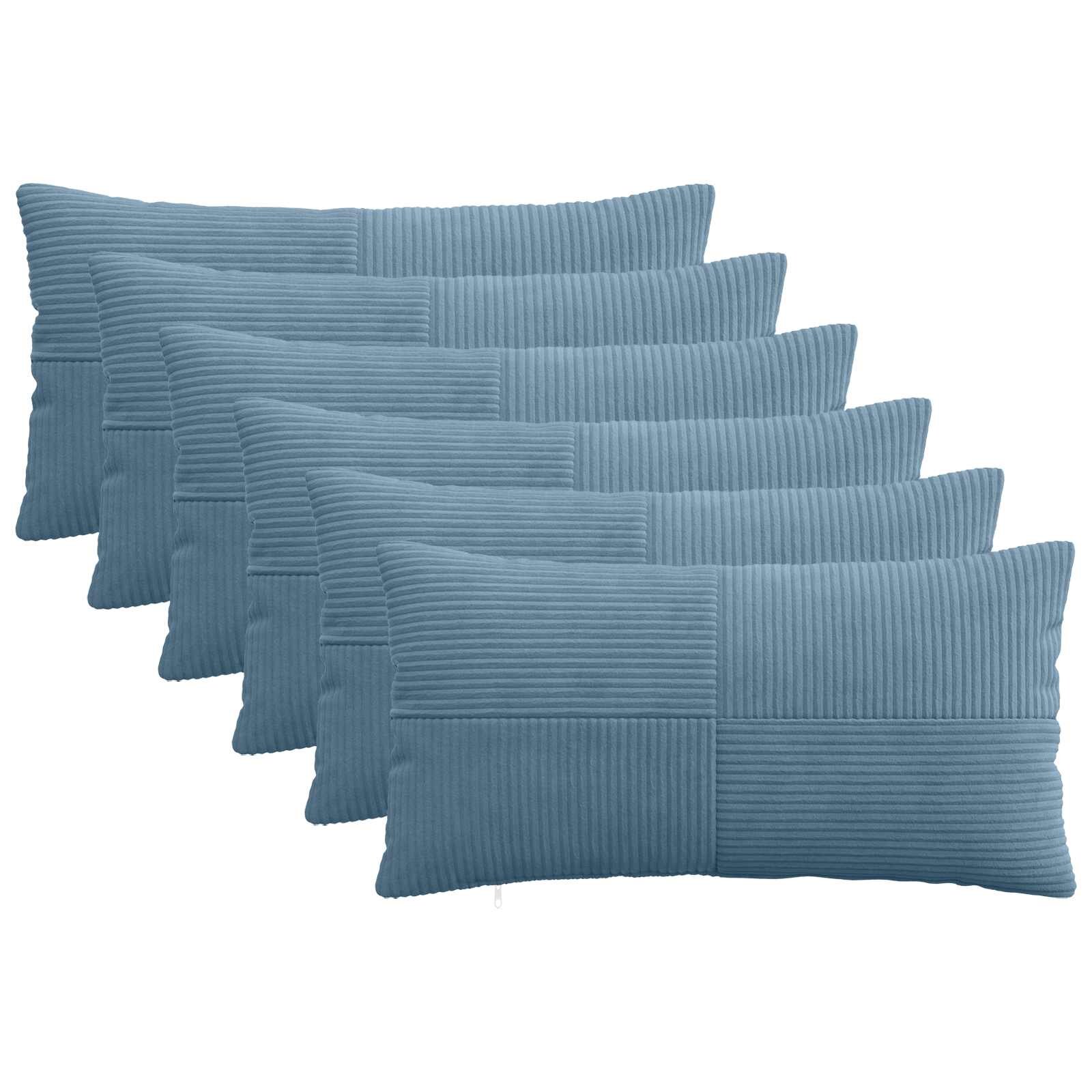 vidaXL Калъфка за възглавница 6 pcs ALMELO Синьо 40 x 70 cm кордурой