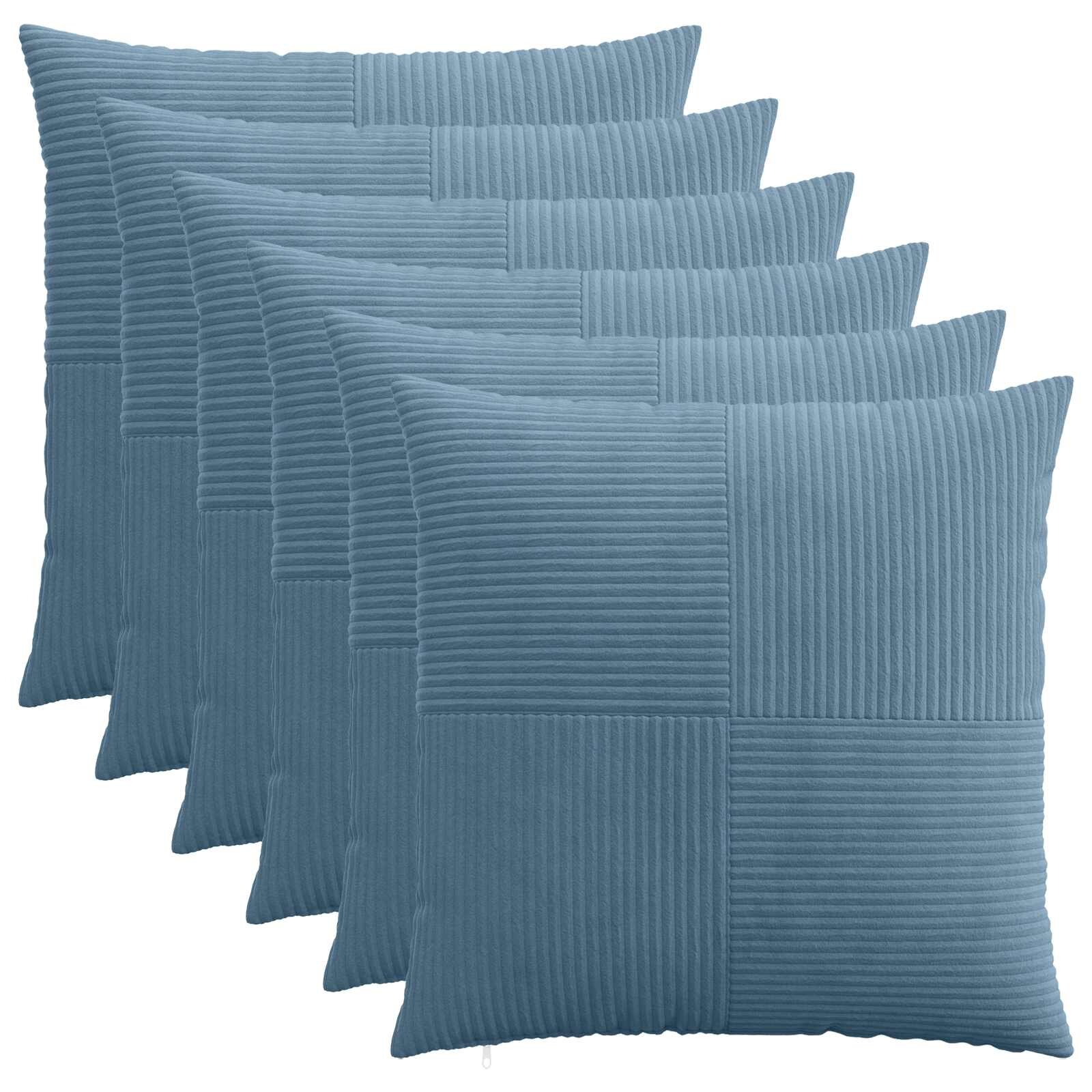 vidaXL Калъфка за възглавница 6 pcs ALMELO Синьо 70 x 70 cm кордурой