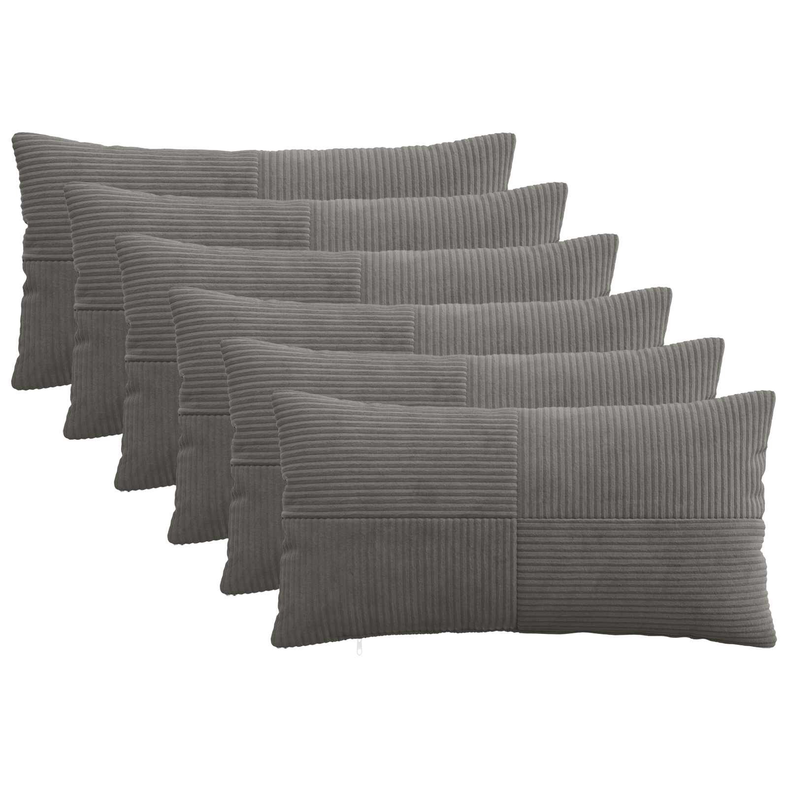 vidaXL Калъфка за възглавница 6 pcs ALMELO Тъмносиво 40 x 80 cm