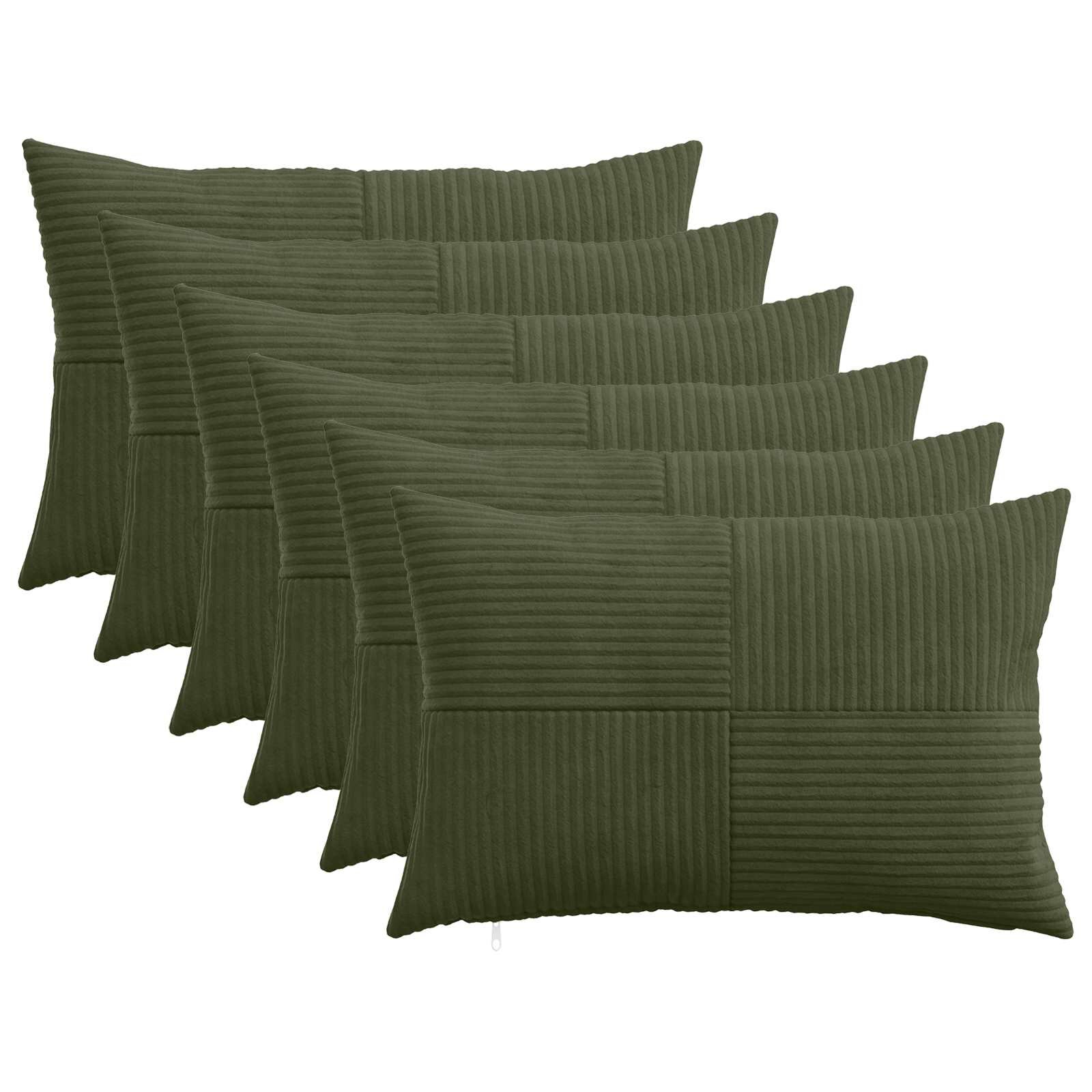 vidaXL Калъфка за възглавница 6 pcs ALMELO Зелено 40 x 60 cm кордурой