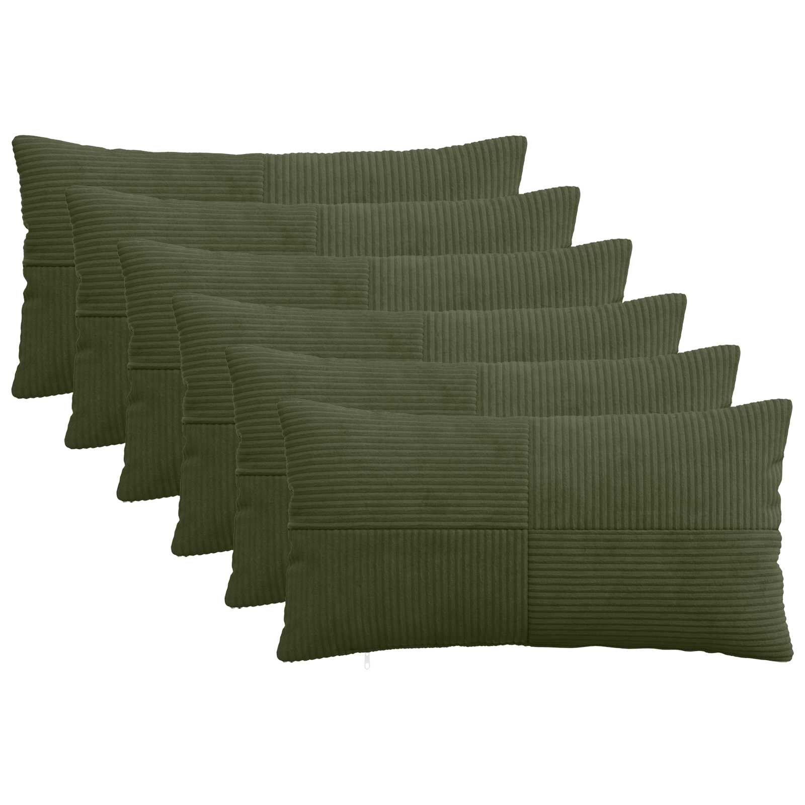 vidaXL Калъфка за възглавница 6 pcs ALMELO Зелено 40 x 80 cm кордурой
