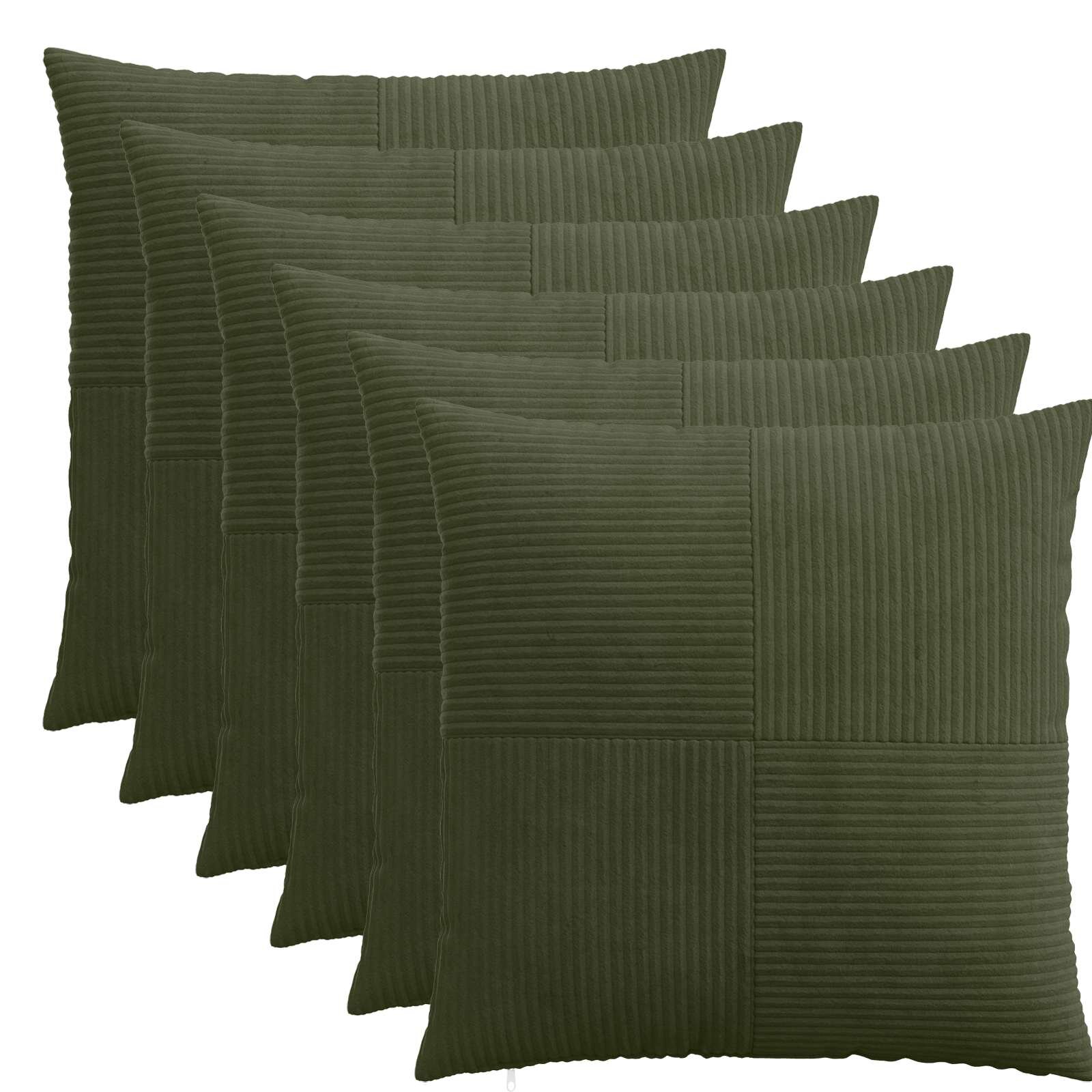 vidaXL Калъфка за възглавница 6 pcs ALMELO Зелено 60 x 60 cm кордурой