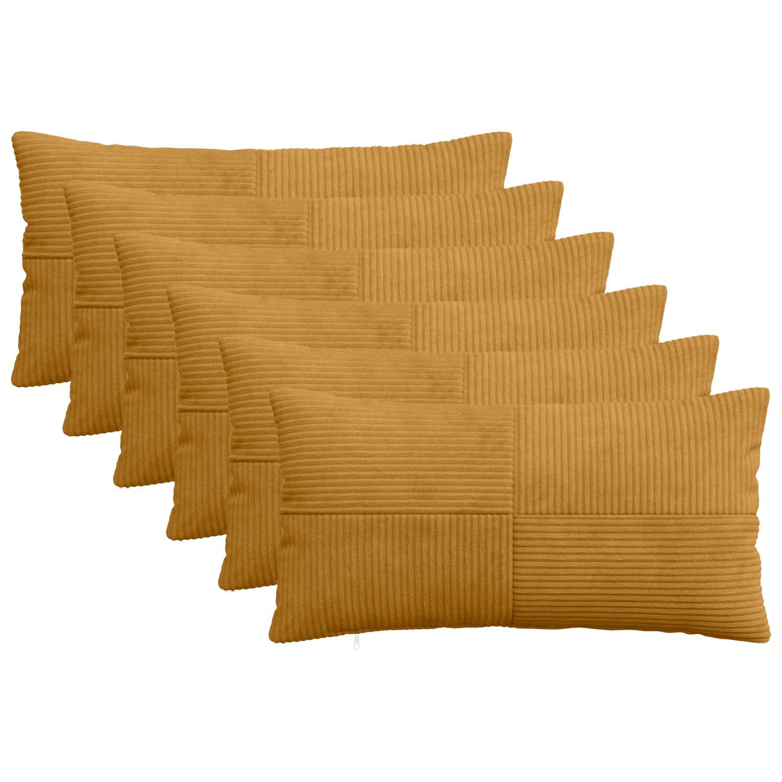 vidaXL Калъфка за възглавница 6 pcs ALMELO Жълто 40 x 80 cm кордурой