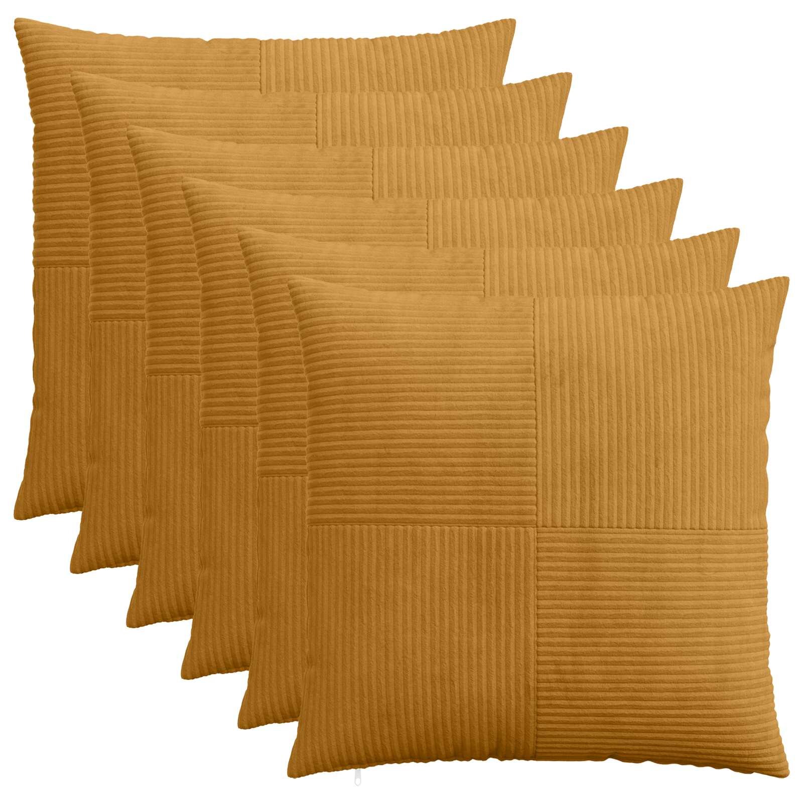 vidaXL Калъфка за възглавница 6 pcs ALMELO Жълто 60 x 60 cm кордурой