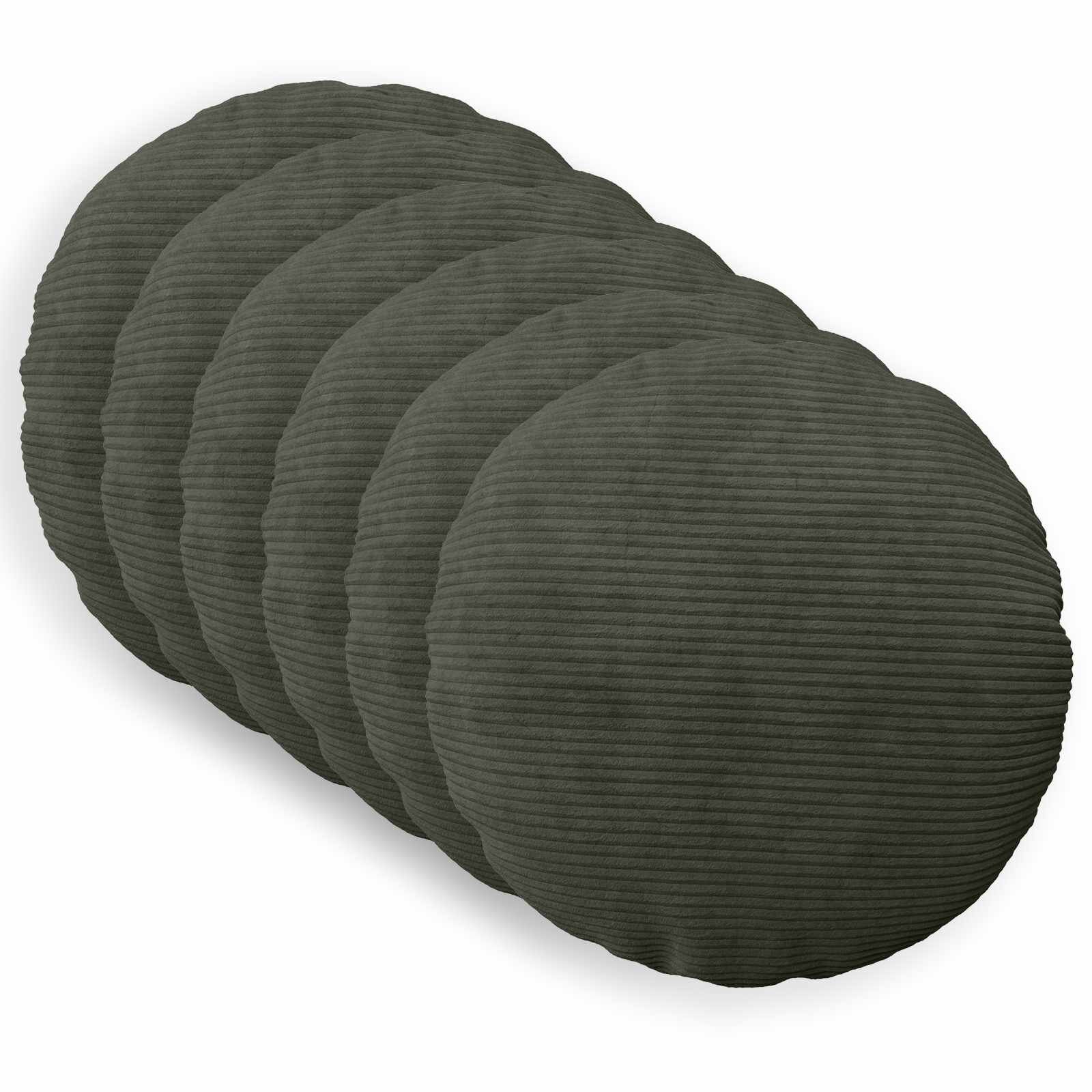 vidaXL Калъфка за възглавница 6 pcs HEERLEN Антрацит Ø 50 cm кордурой