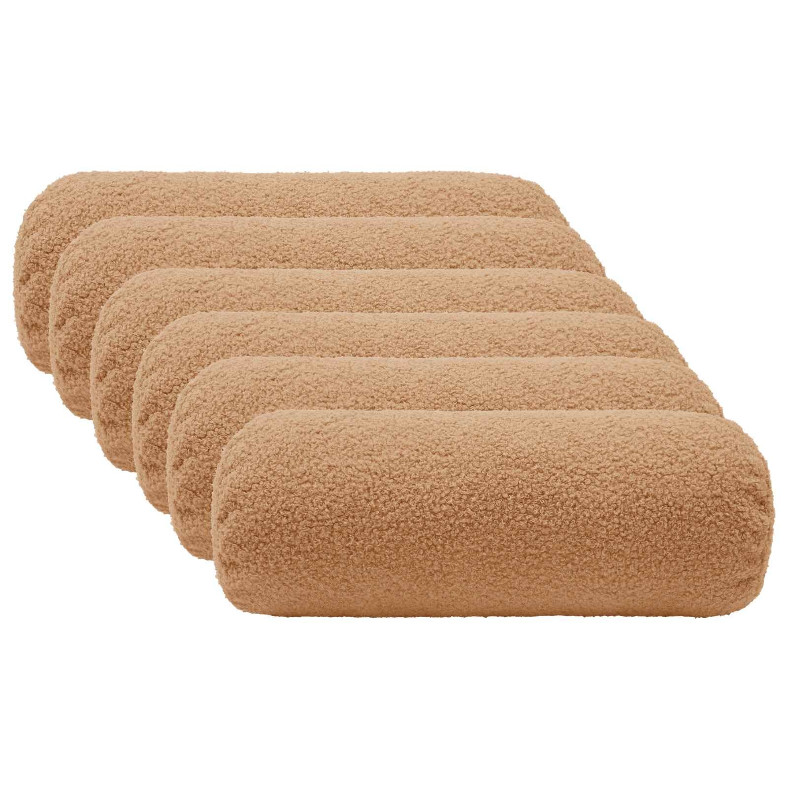 vidaXL Калъфка за възглавница 6 pcs HEERLEN Бежово Ø 15 x 40 см Букле