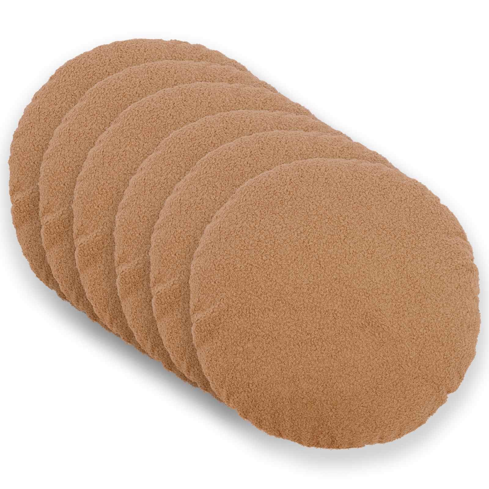 vidaXL Калъфка за възглавница 6 pcs HEERLEN Бежово Ø 30 cm Букле
