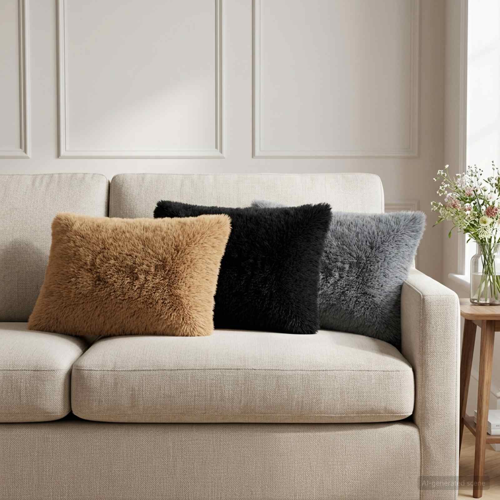 vidaXL Калъфка за възглавница 6 pcs HEERLEN Черно 40 x 60 cm ПВ флийс
