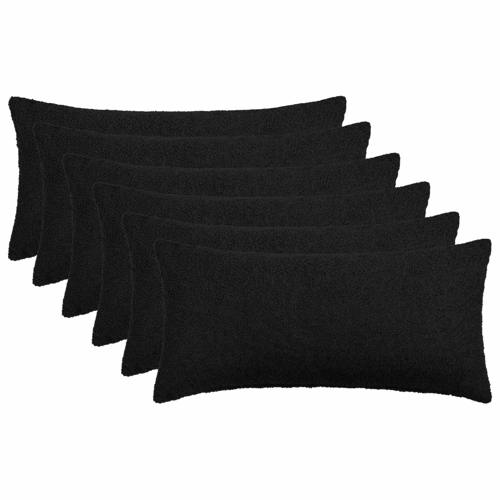 vidaXL Калъфка за възглавница 6 pcs HEERLEN Черно 40 x 70 cm Букле