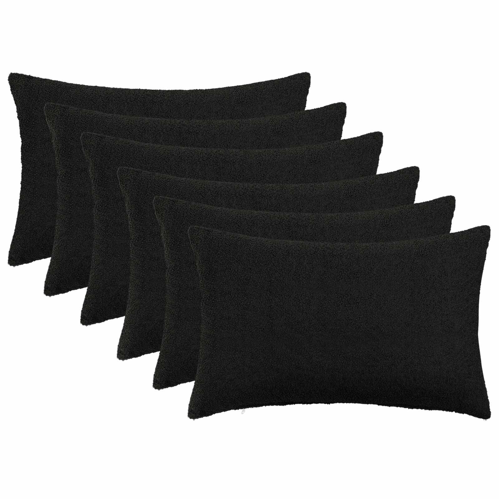 vidaXL Калъфка за възглавница 6 pcs HEERLEN Черно 50 x 80 cm Букле