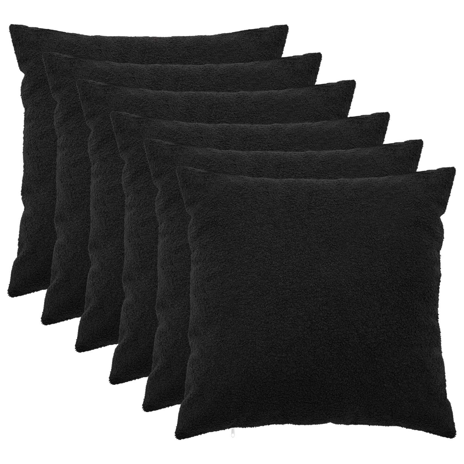 vidaXL Калъфка за възглавница 6 pcs HEERLEN Черно 80 x 80 cm Букле