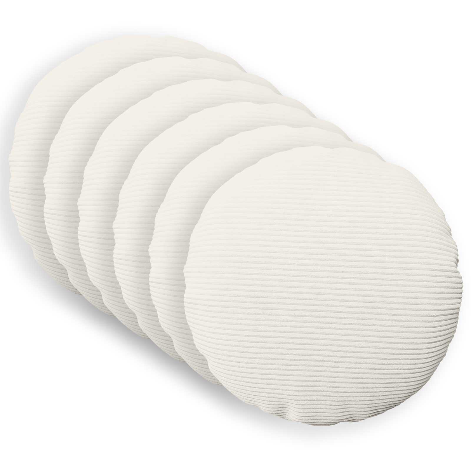 vidaXL Калъфка за възглавница 6 pcs HEERLEN Кремаво Ø 60 cm кордурой