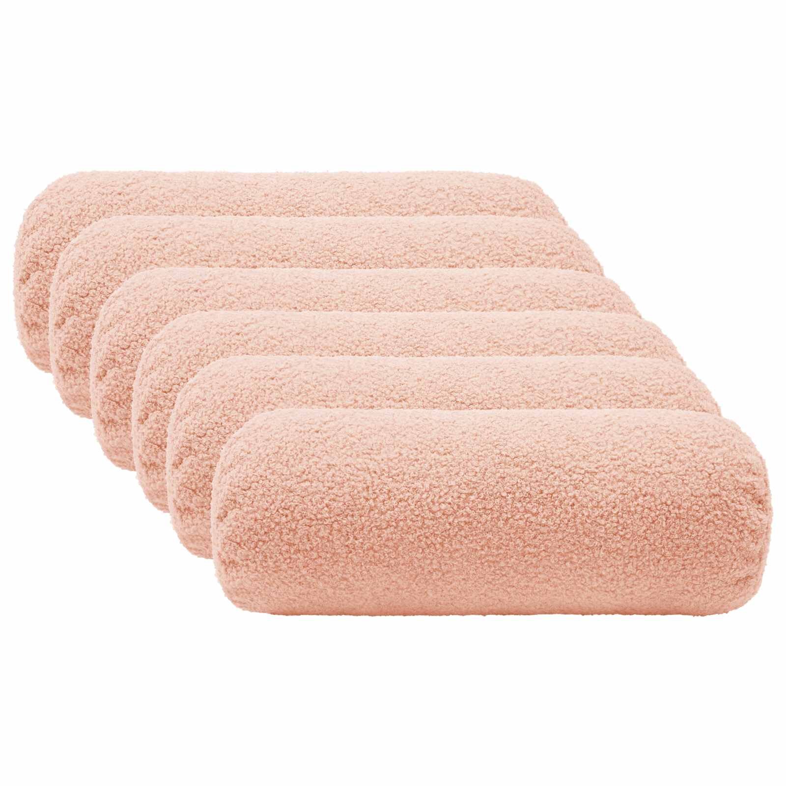 vidaXL Калъфка за възглавница 6 pcs HEERLEN Розово Ø 15 x 40 см Букле
