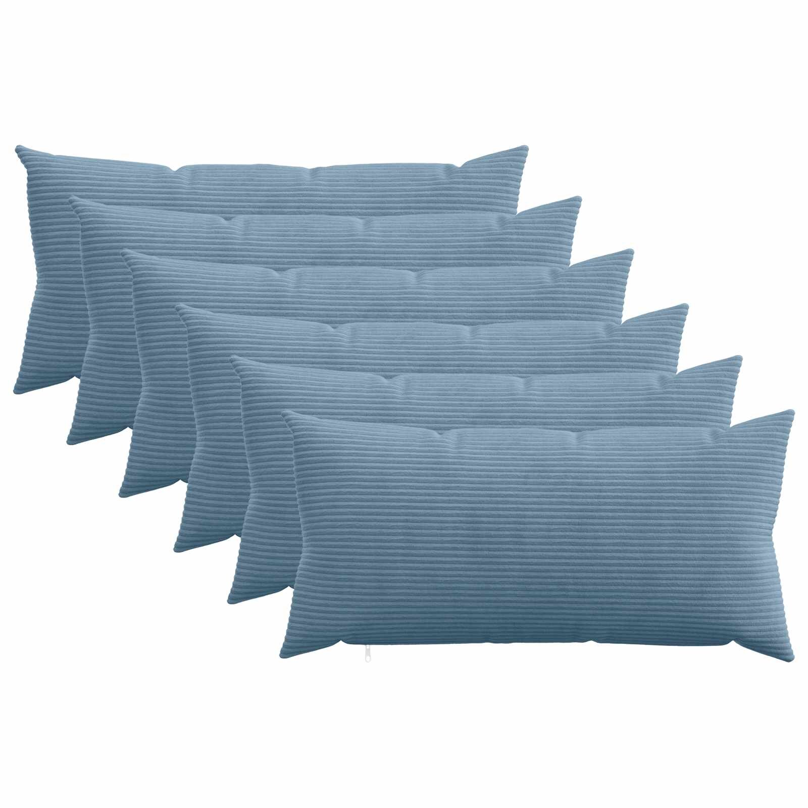 vidaXL Калъфка за възглавница 6 pcs HEERLEN Синьо 40 x 80 cm кордурой