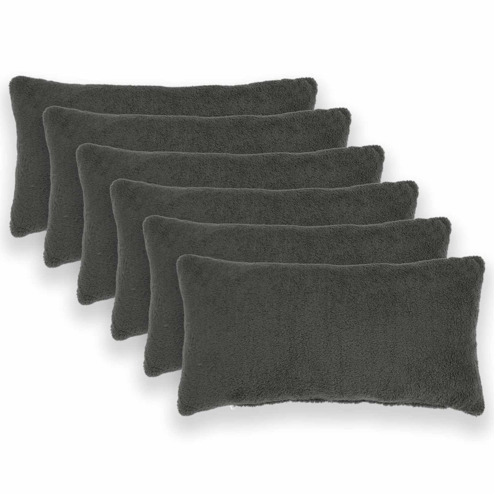 vidaXL Калъфка за възглавница 6 pcs HEERLEN Тъмносиво 40 x 70 cm Букле
