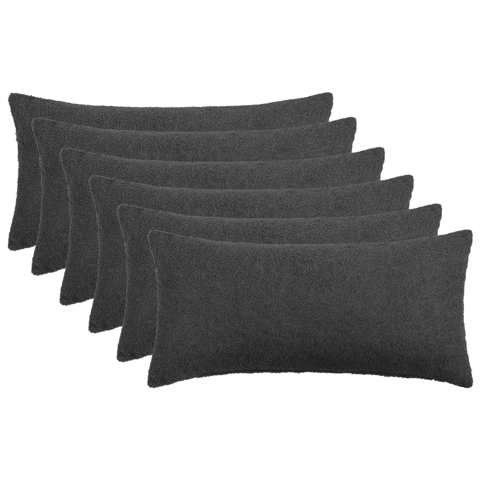 vidaXL Калъфка за възглавница 6 pcs HEERLEN Тъмносиво 40 x 80 cm Букле