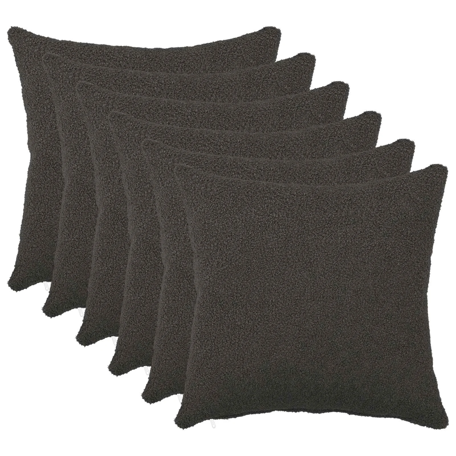 vidaXL Калъфка за възглавница 6 pcs HEERLEN Тъмносиво 50 x 50 cm Букле