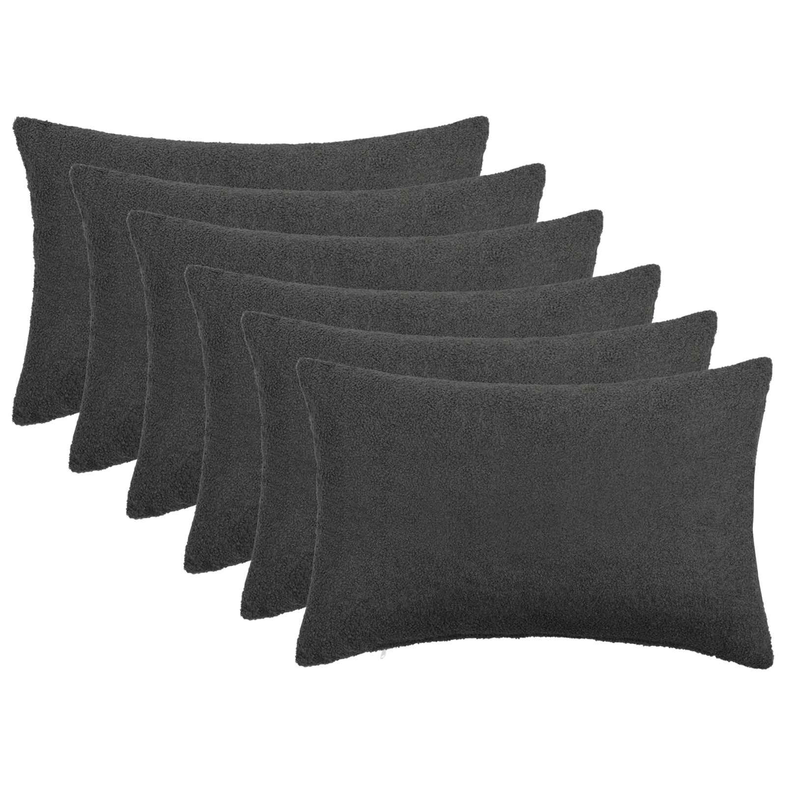 vidaXL Калъфка за възглавница 6 pcs HEERLEN Тъмносиво 50 x 70 cm Букле