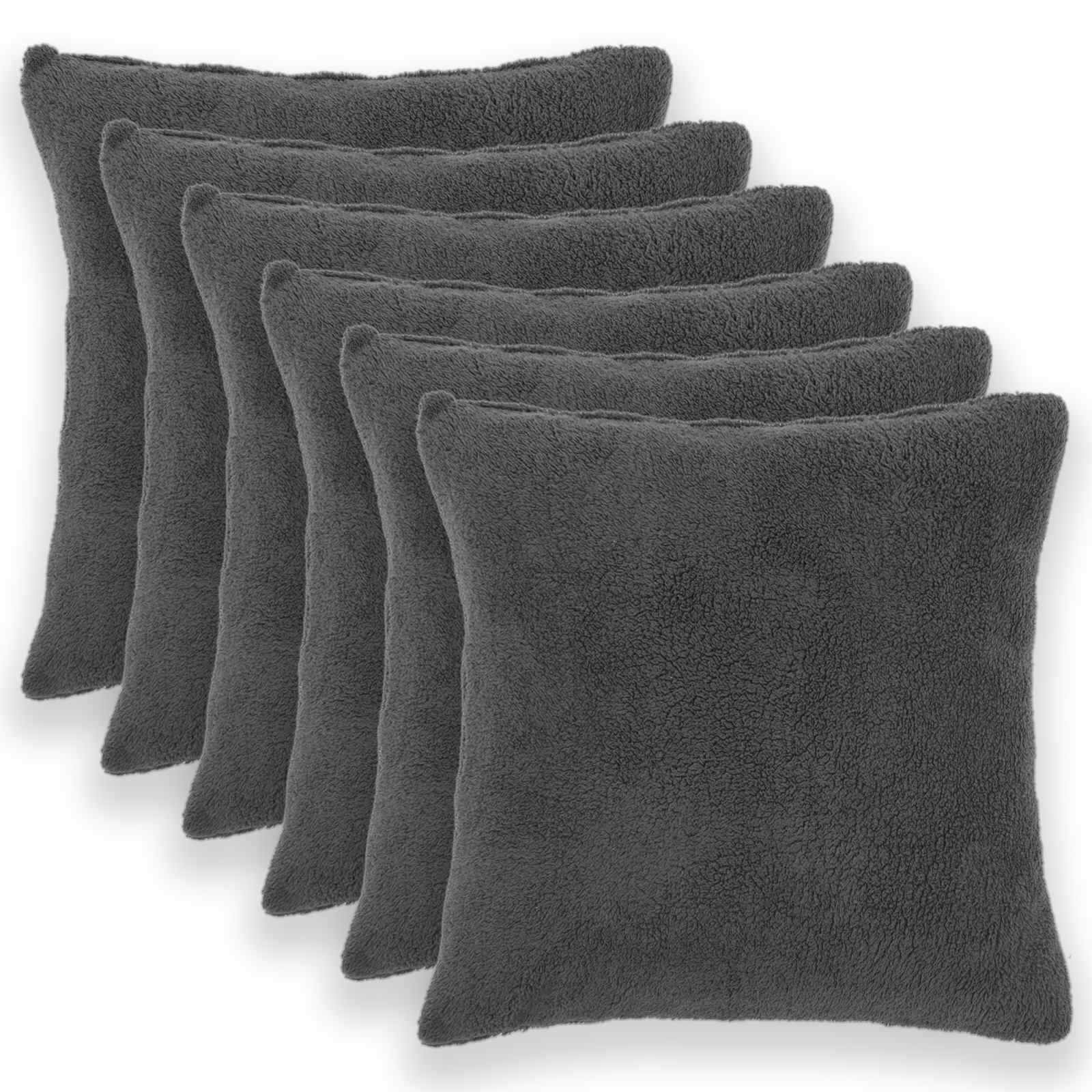 vidaXL Калъфка за възглавница 6 pcs HEERLEN Тъмносиво 80 x 80 cm Букле