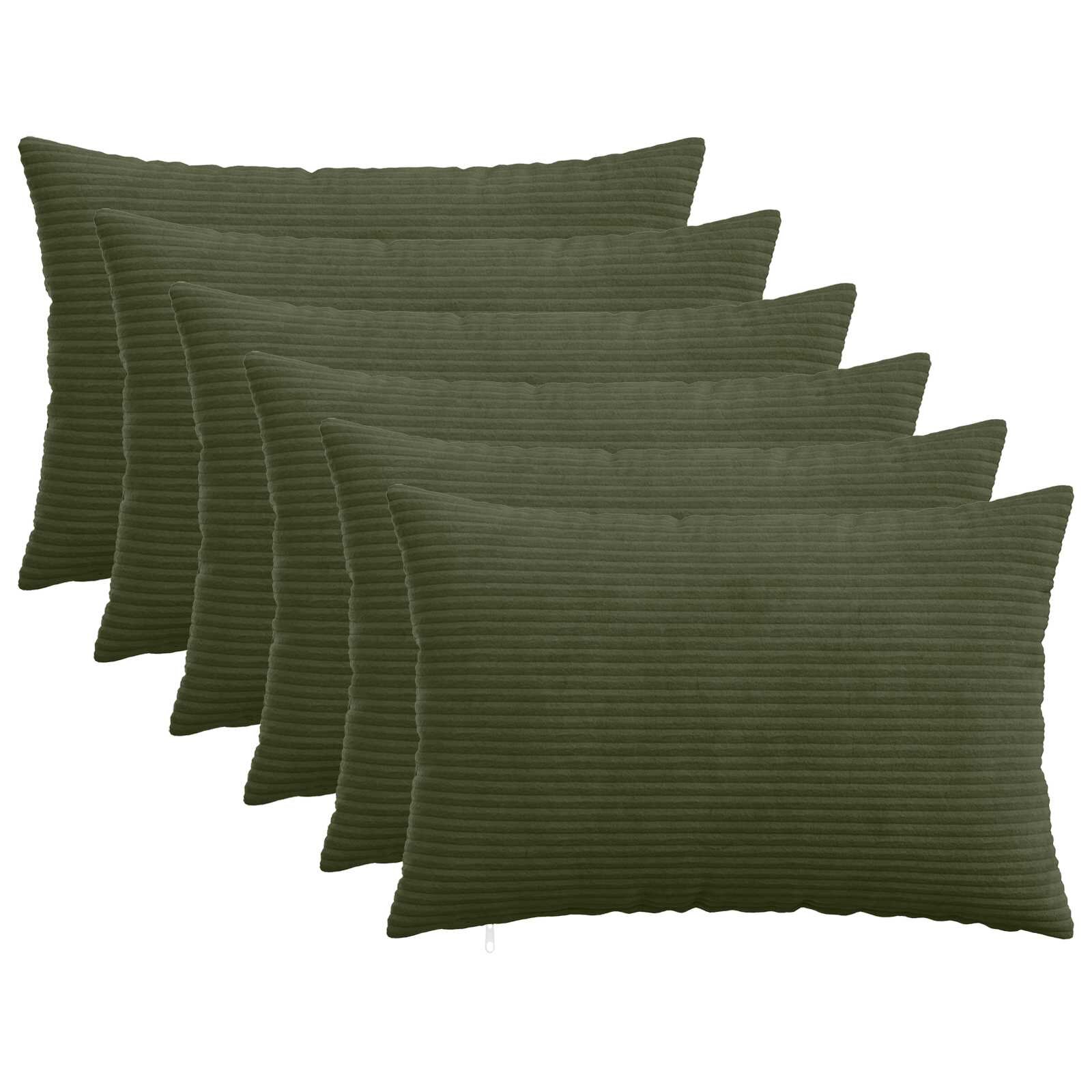 vidaXL Калъфка за възглавница 6 pcs HEERLEN Зелено 30 x 50 cm кордурой