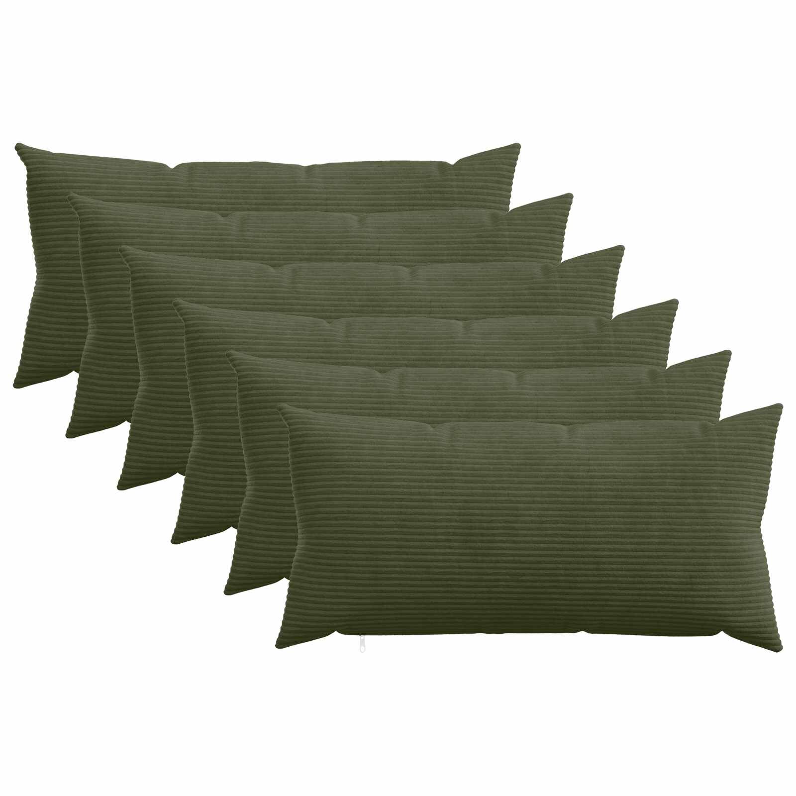 vidaXL Калъфка за възглавница 6 pcs HEERLEN Зелено 40 x 80 cm кордурой