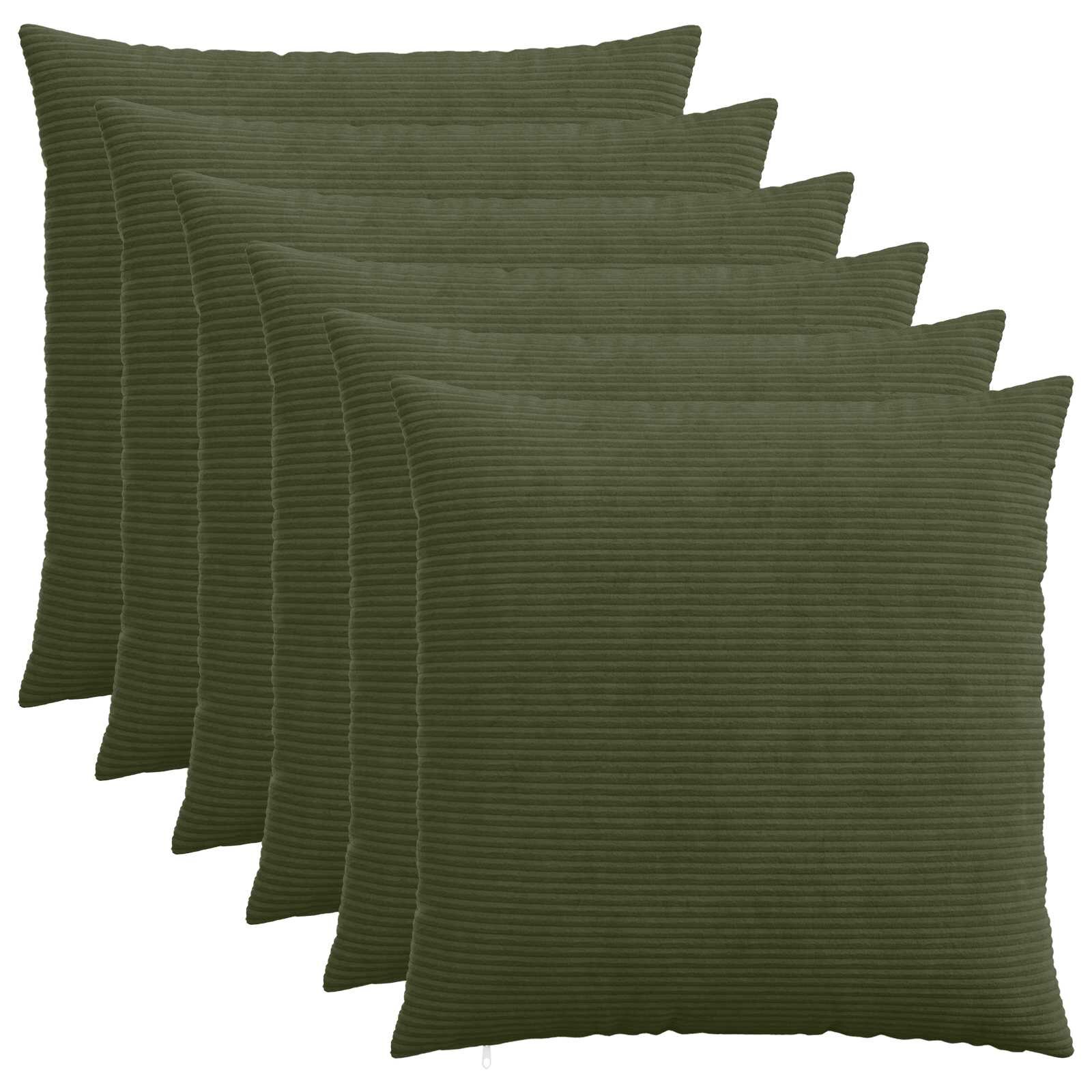 vidaXL Калъфка за възглавница 6 pcs HEERLEN Зелено 60 x 60 cm кордурой
