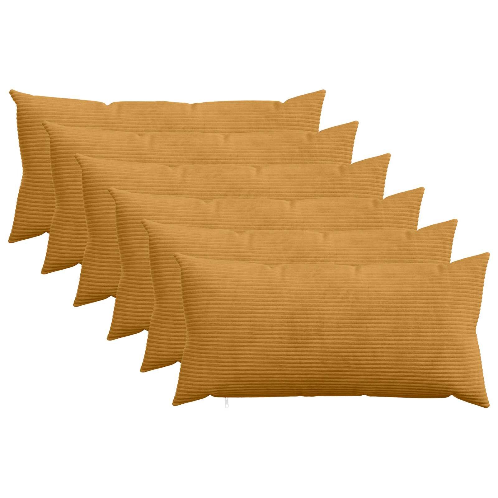 vidaXL Калъфка за възглавница 6 pcs HEERLEN Жълто 40 x 80 cm кордурой