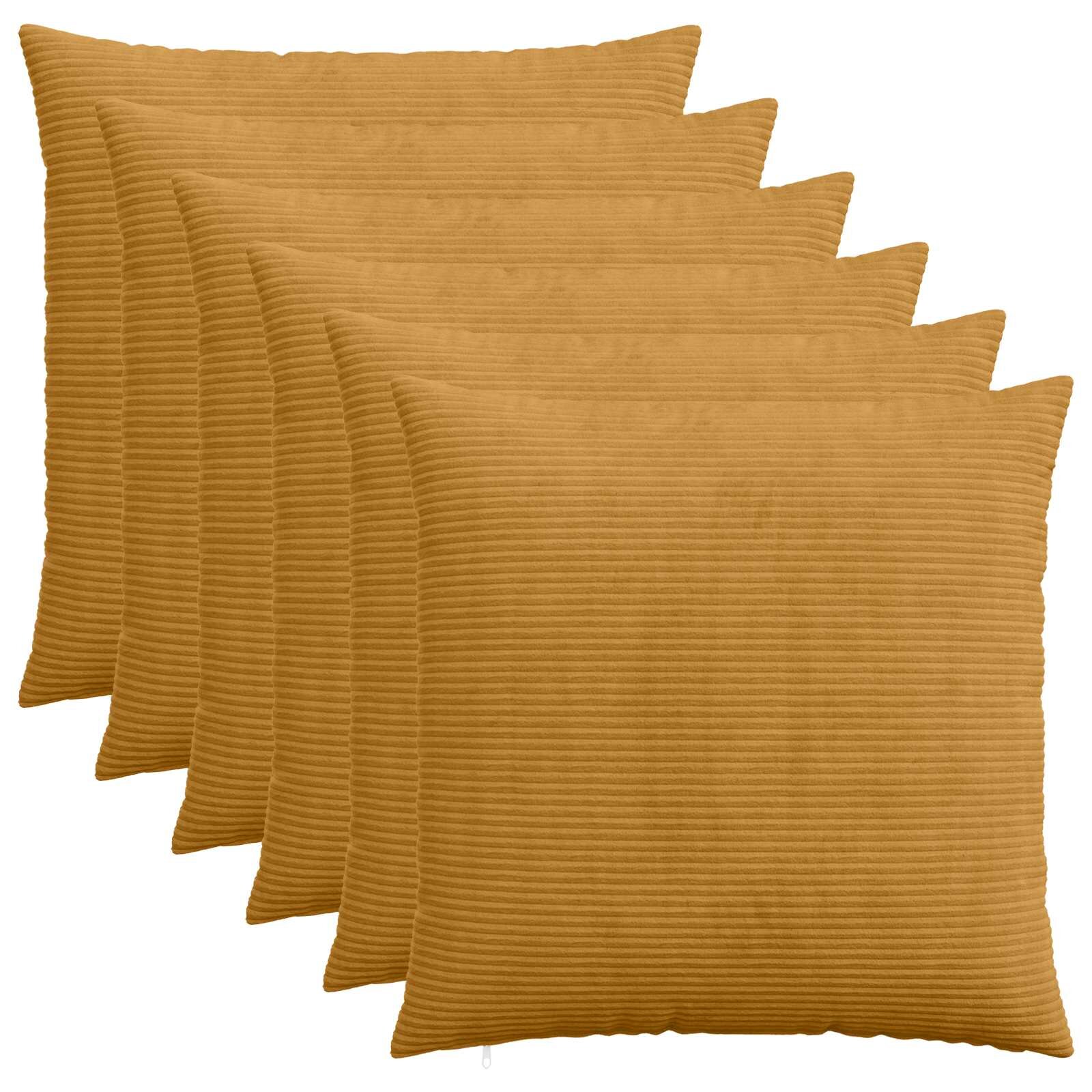 vidaXL Калъфка за възглавница 6 pcs HEERLEN Жълто 80 x 80 cm кордурой