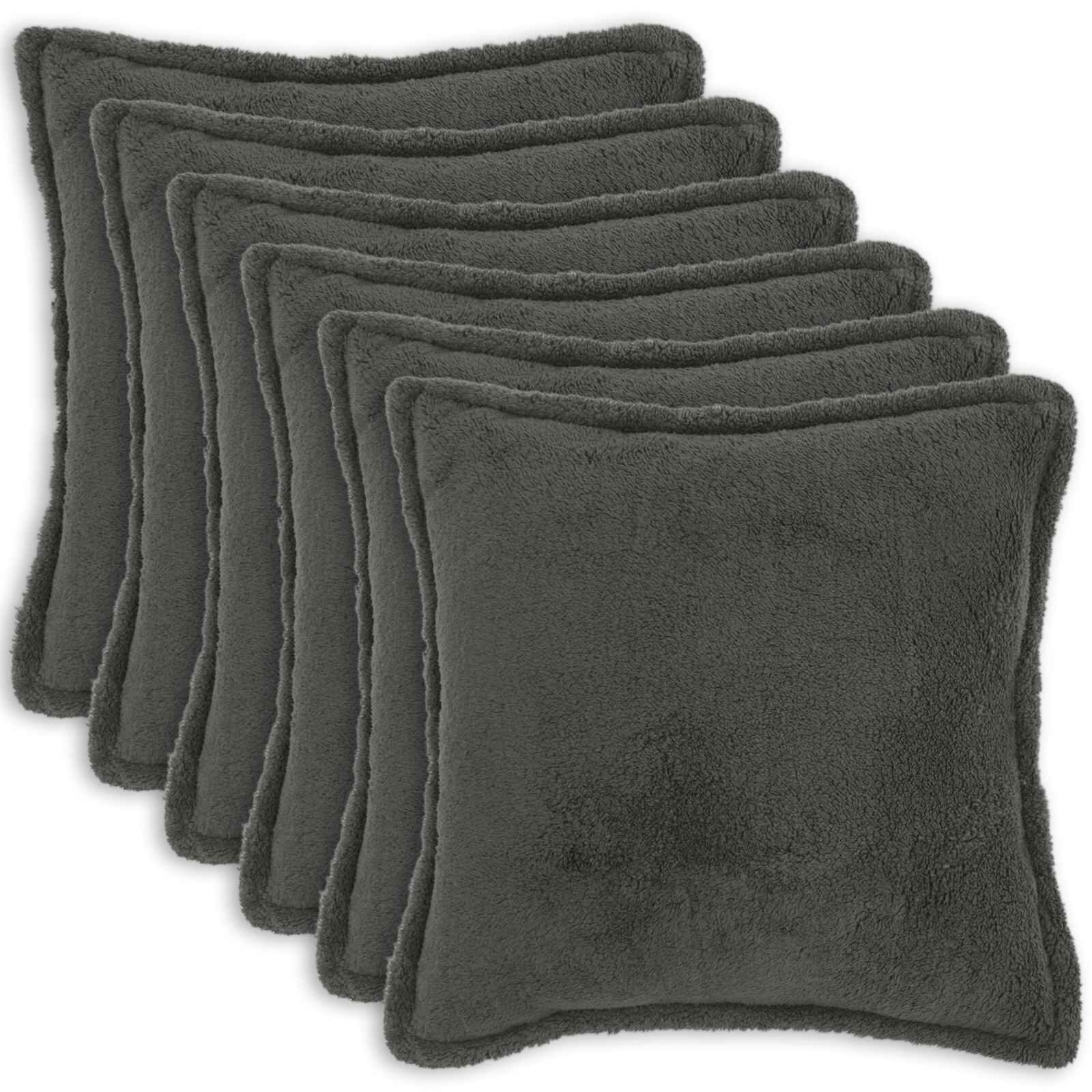 vidaXL Калъфка за възглавница 6 pcs HOUTEN Тъмносиво 80 x 80 cm Букле